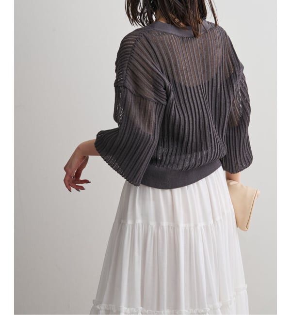 NOBLE「《予約》ドロップリブシアーニットカーディガン」|カーディガン|