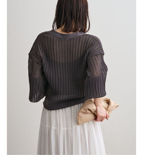 NOBLE「《予約》ドロップリブシアーニットカーディガン」|カーディガン|