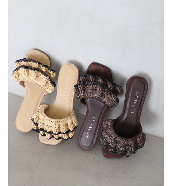  「《予約》ラフィアフリルスライダーサンダル」|サンダル|