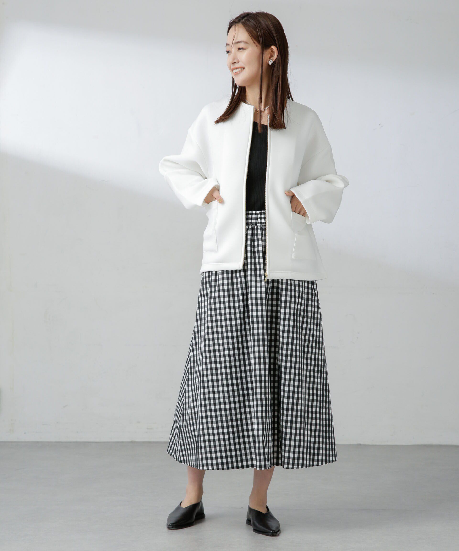 nano･universe「ギャザーボリュームチェックスカート」|スカート|