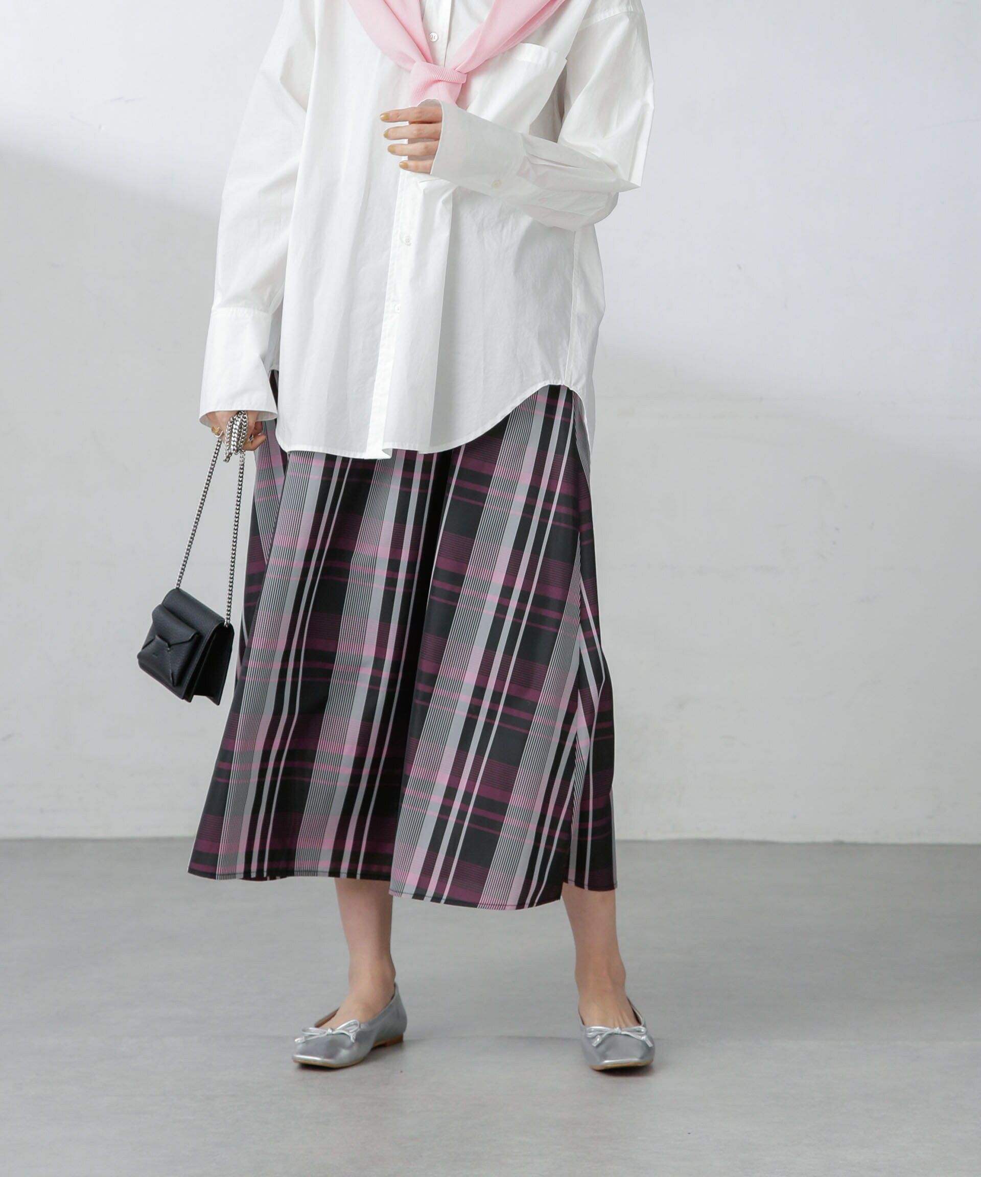 nano･universe「ギャザーボリュームチェックスカート」|スカート|