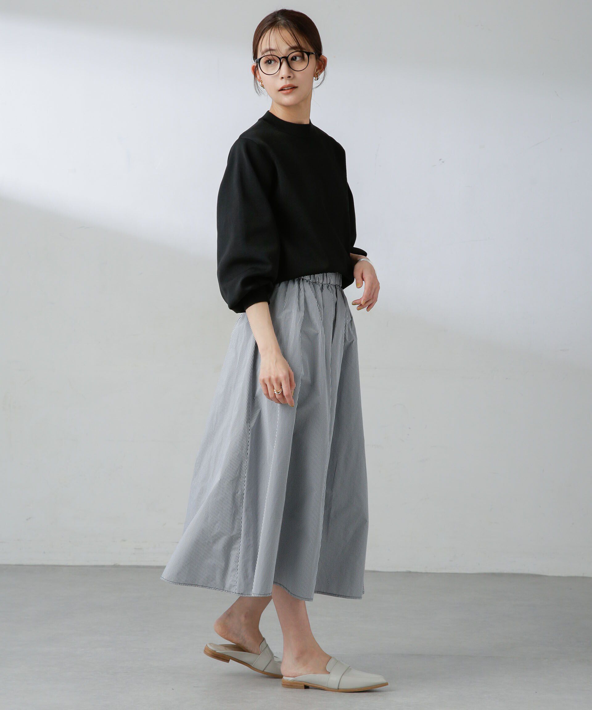 nano･universe「ギャザーボリュームチェックスカート」|スカート|