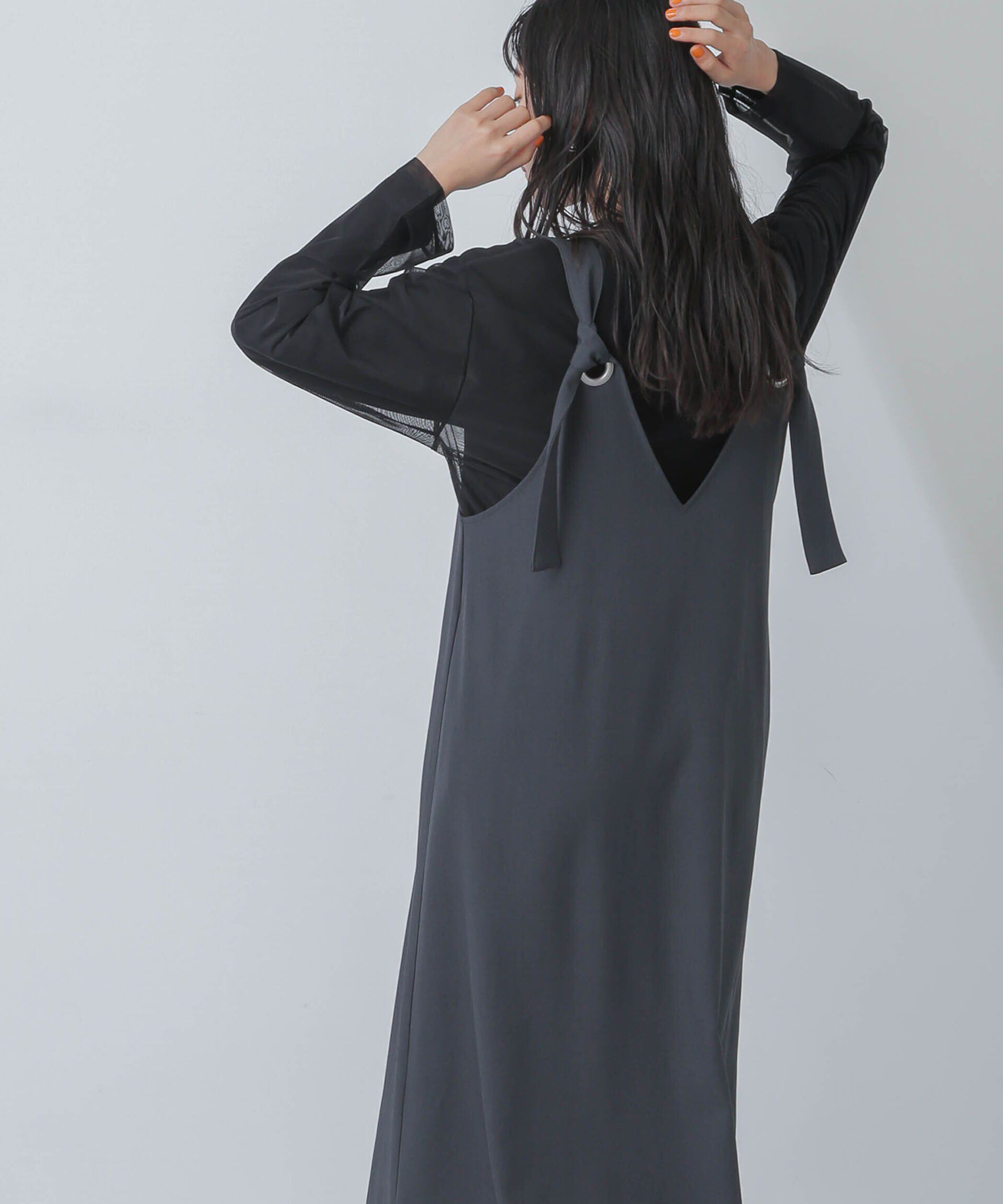 nano･universe「前後2wayベルトストラップワンピース」|ワンピース|チャコール3