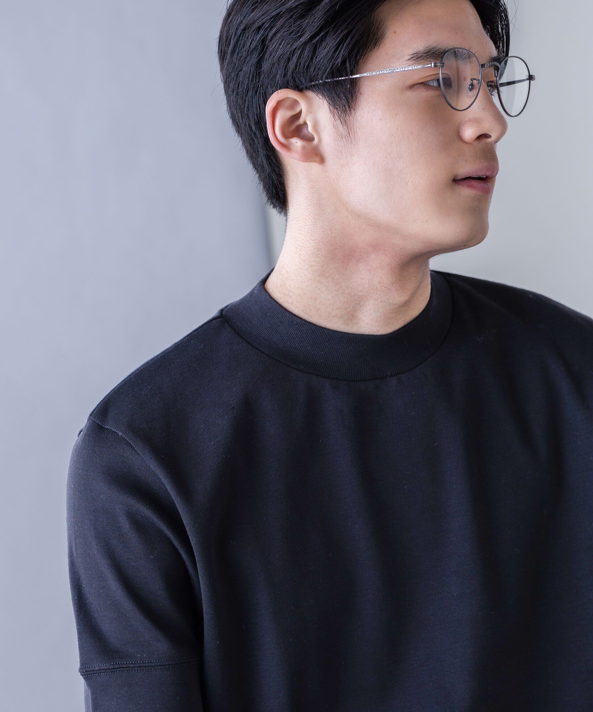 nano･universe「「FORMAL JERSEY」モックネックカットソー半袖」|Tシャツ・カットソー|ブラック