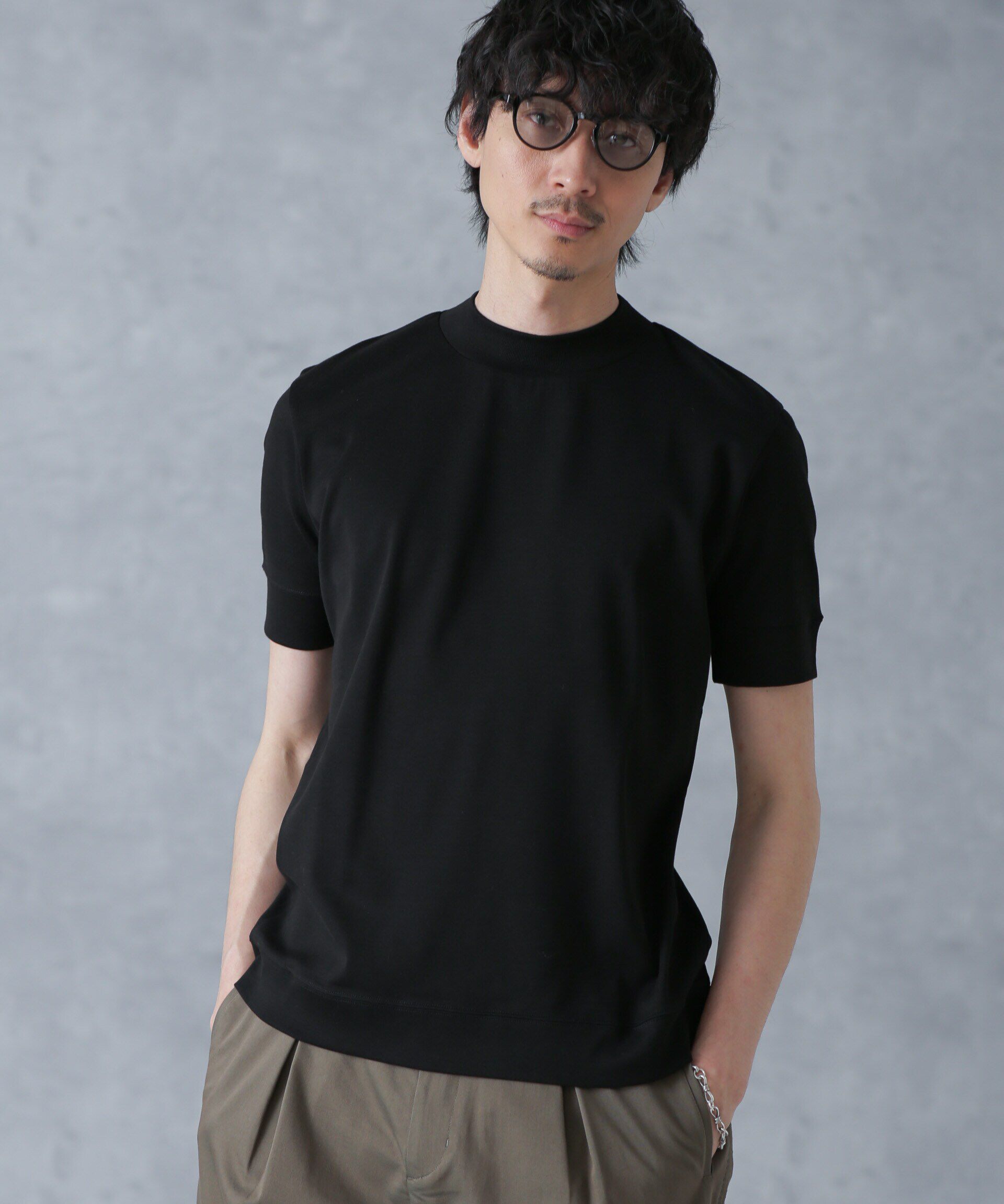 nano･universe「「FORMAL JERSEY」モックネックカットソー半袖」|Tシャツ・カットソー|