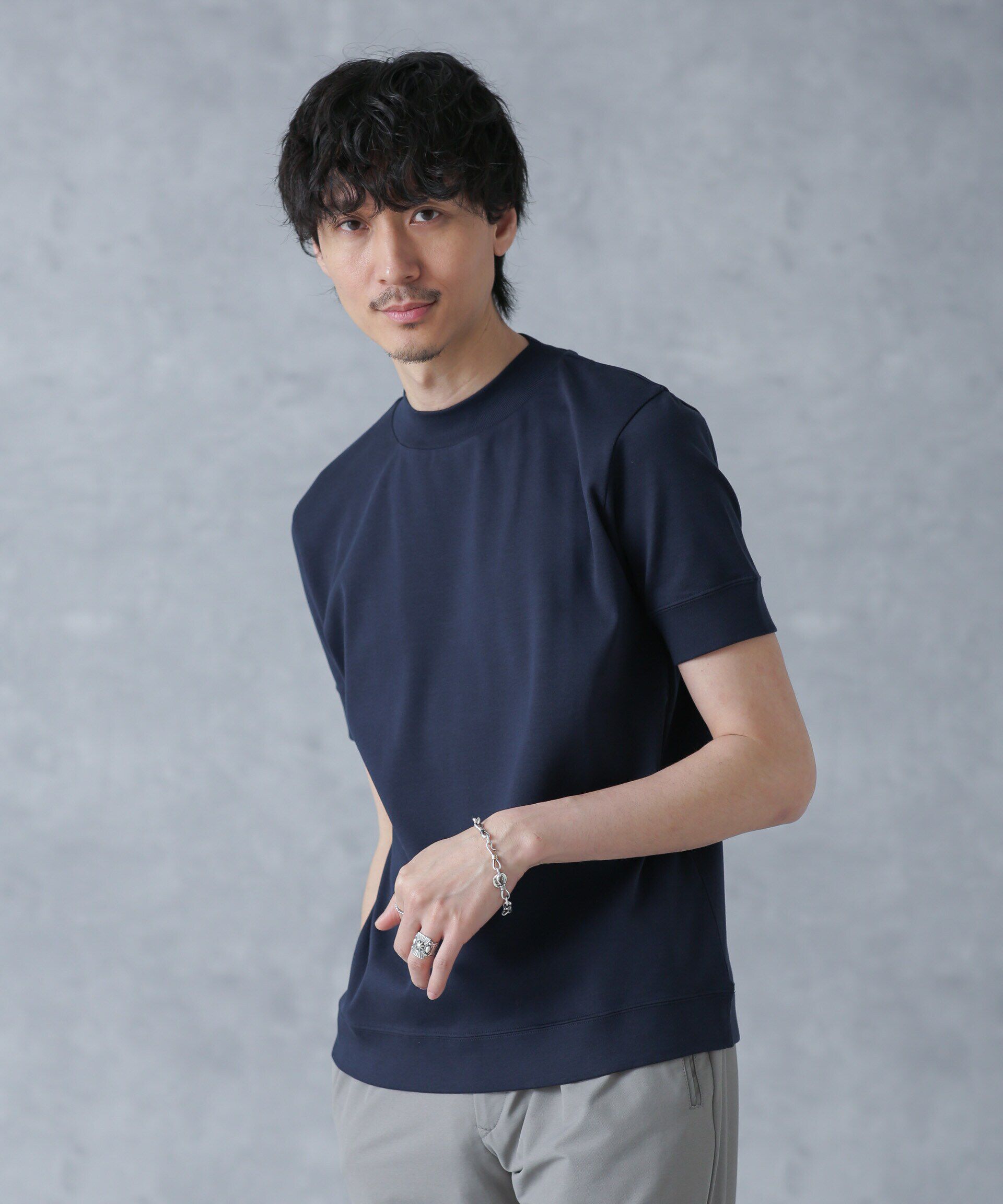 nano･universe「「FORMAL JERSEY」モックネックカットソー半袖」|Tシャツ・カットソー|