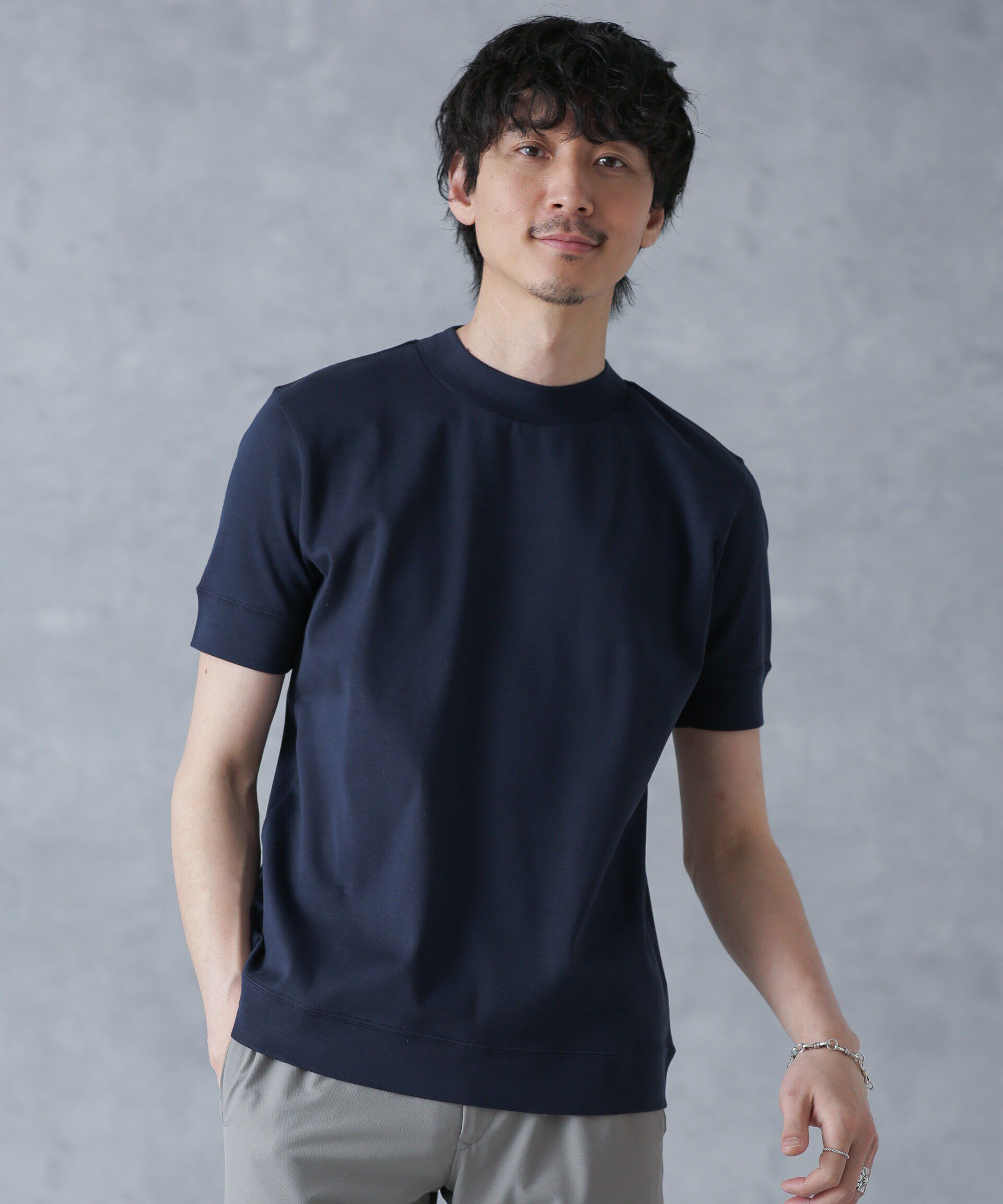 nano･universe「「FORMAL JERSEY」モックネックカットソー半袖」|Tシャツ・カットソー|