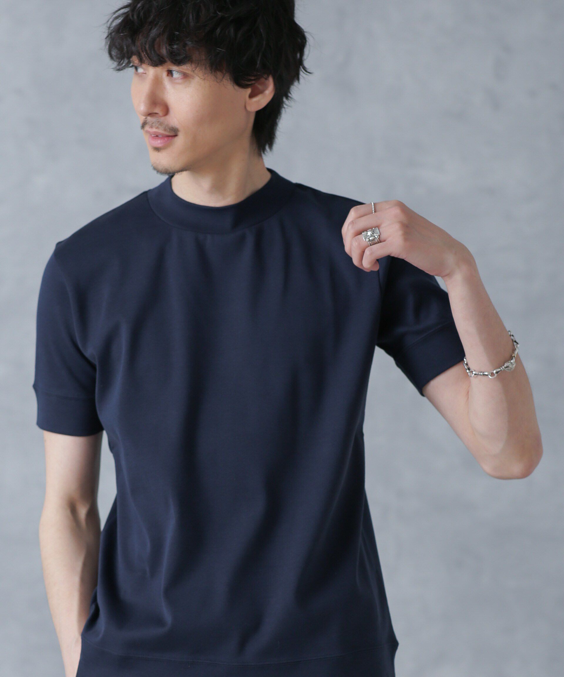 nano･universe「「FORMAL JERSEY」モックネックカットソー半袖」|Tシャツ・カットソー|