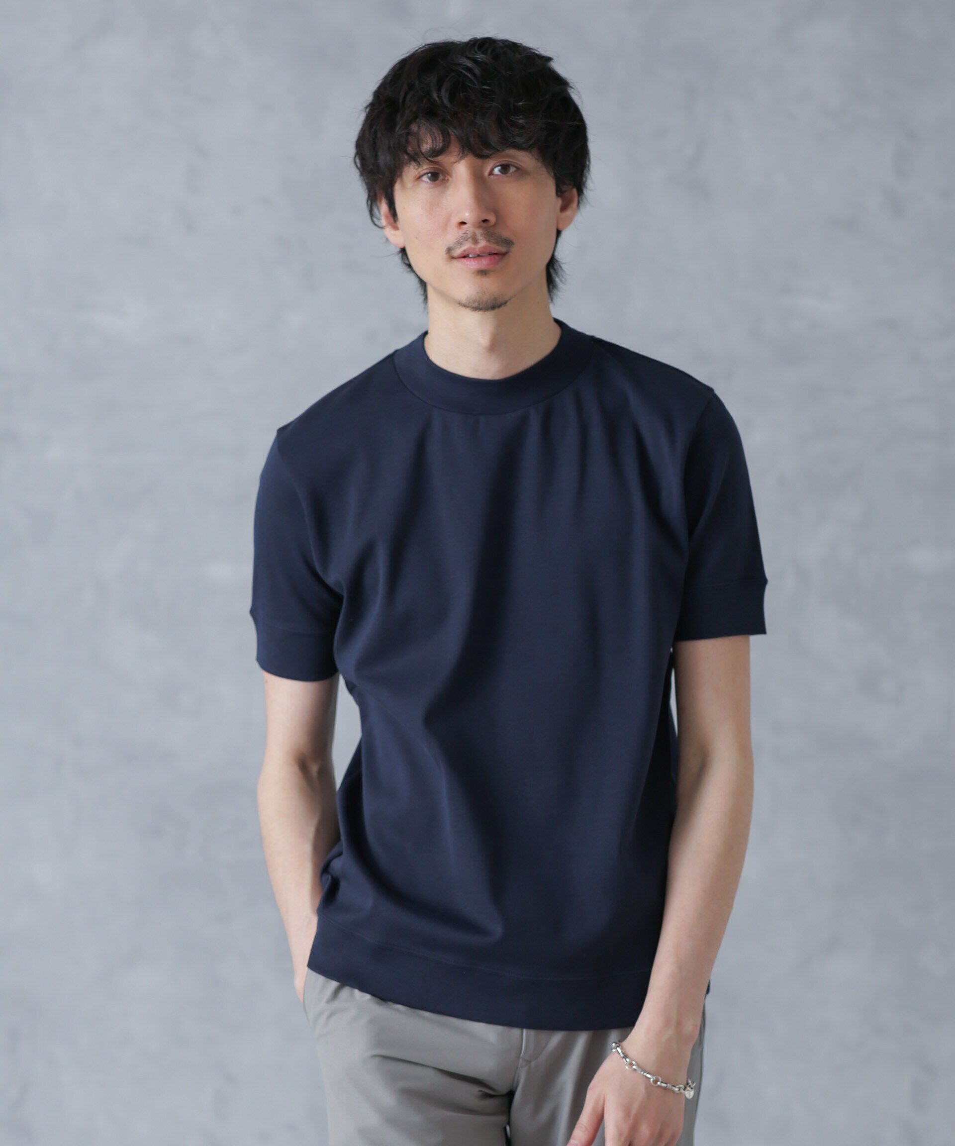 nano･universe「「FORMAL JERSEY」モックネックカットソー半袖」|Tシャツ・カットソー|