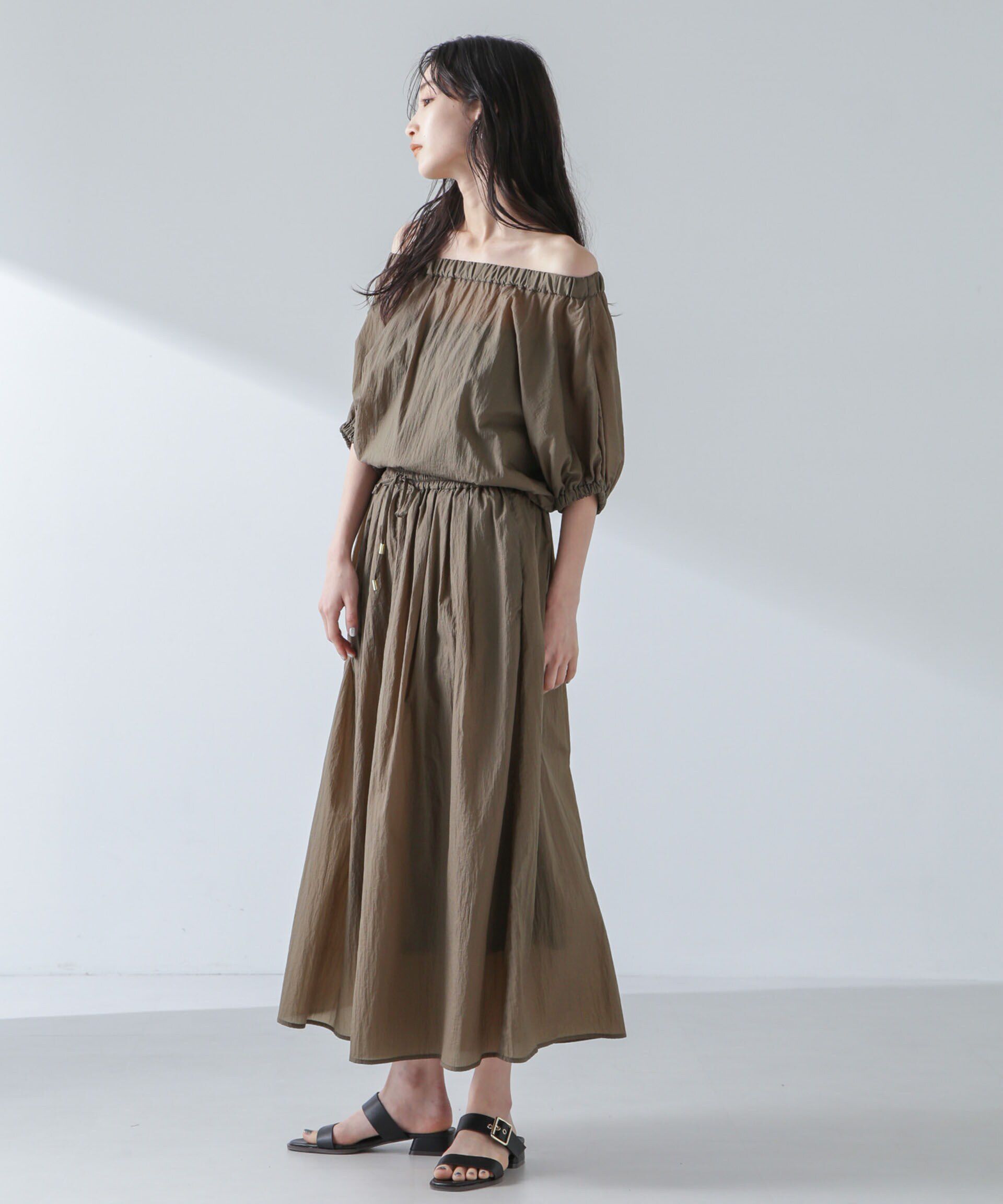 nano･universe「ナイロンタッサーオフショルダーブラウス(セットアップ可）」|シャツ・ブラウス|