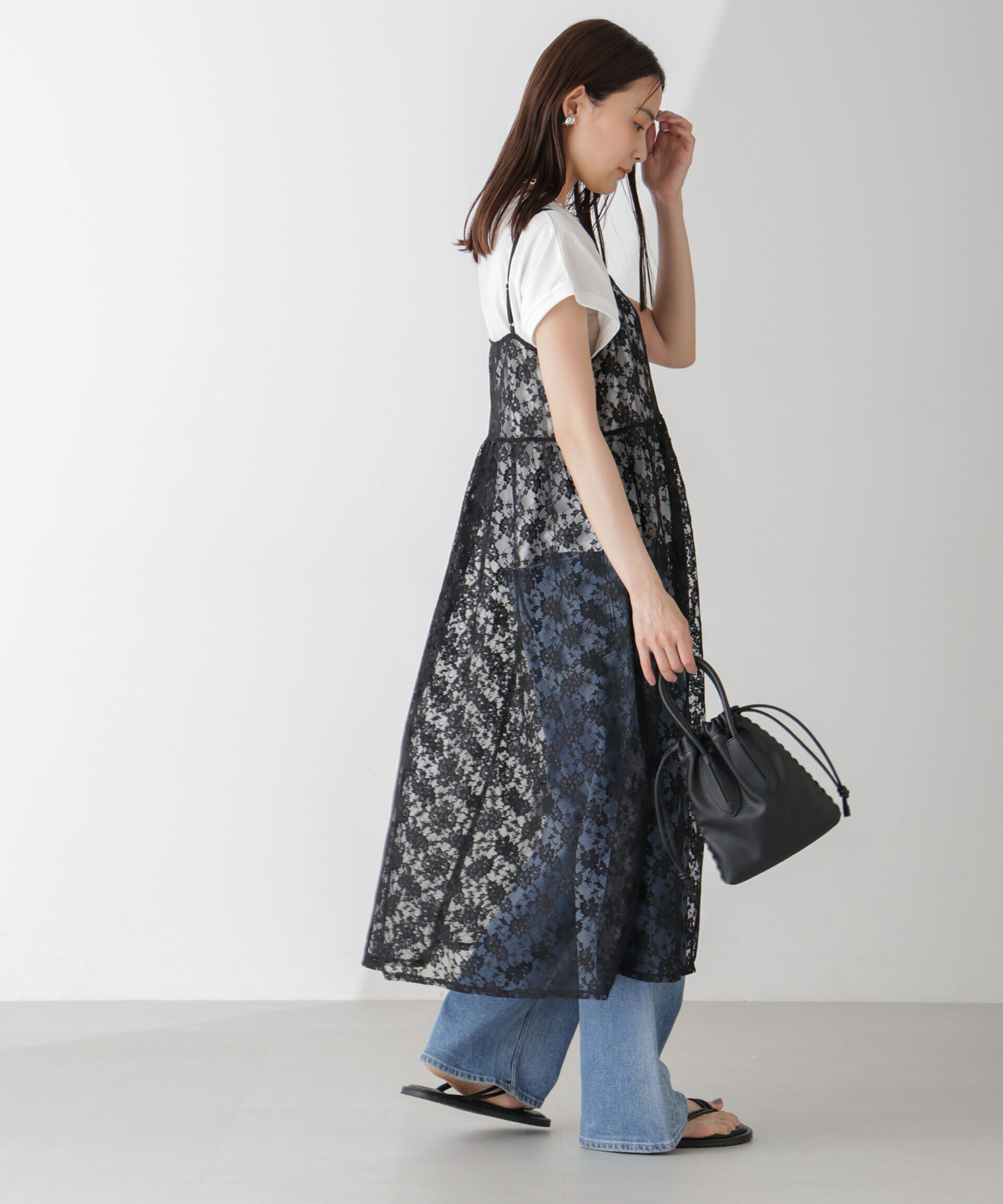 nano･universe「シアーレースキャミソールワンピース」|ワンピース|