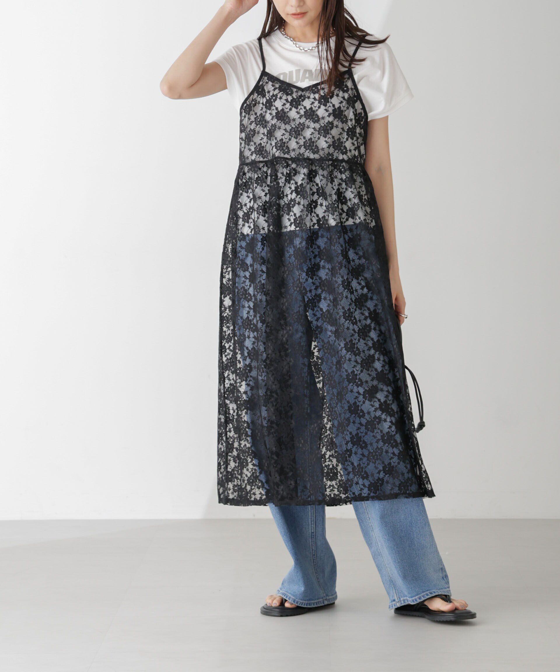 nano･universe「シアーレースキャミソールワンピース」|ワンピース|