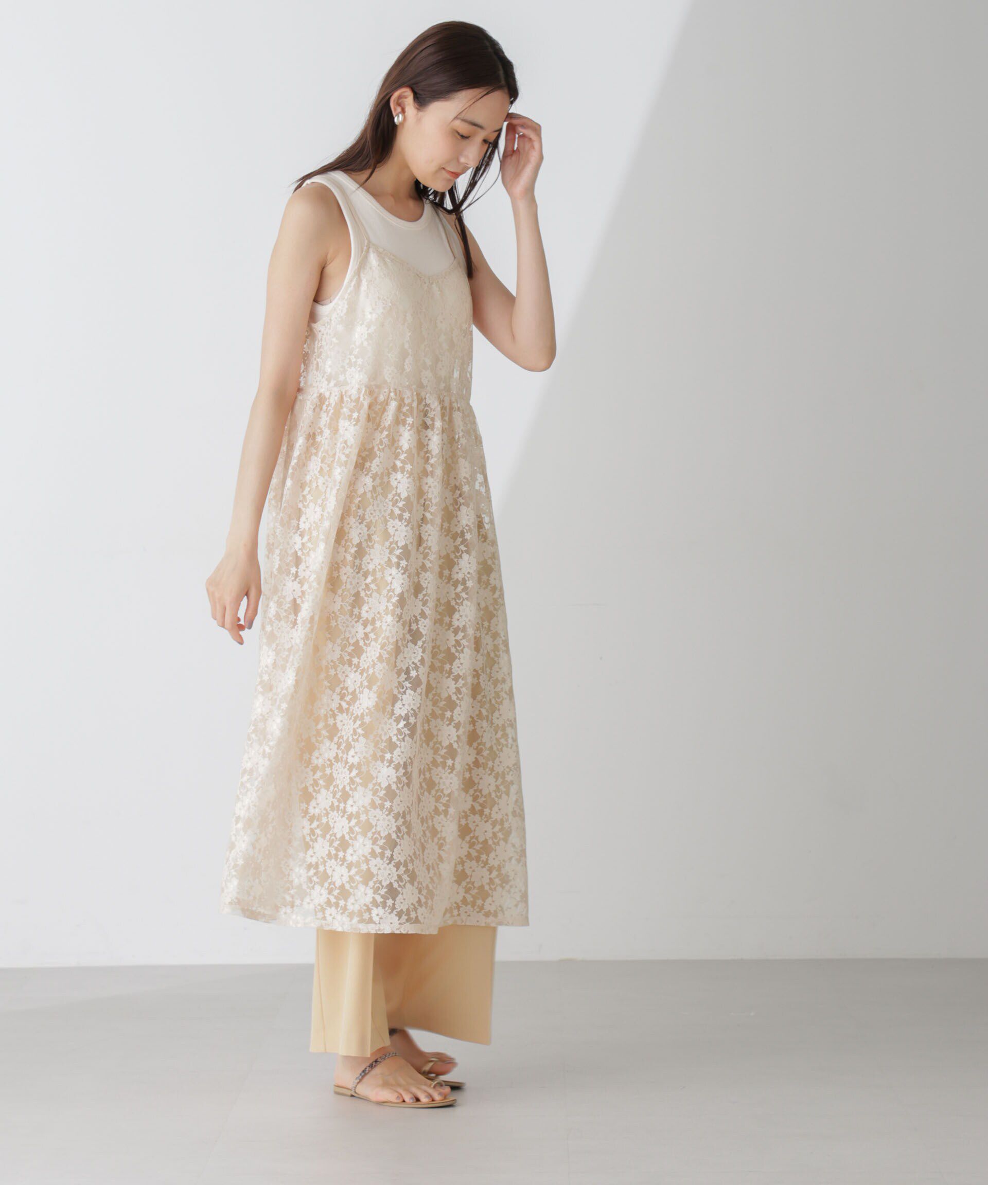 nano･universe「シアーレースキャミソールワンピース」|ワンピース|