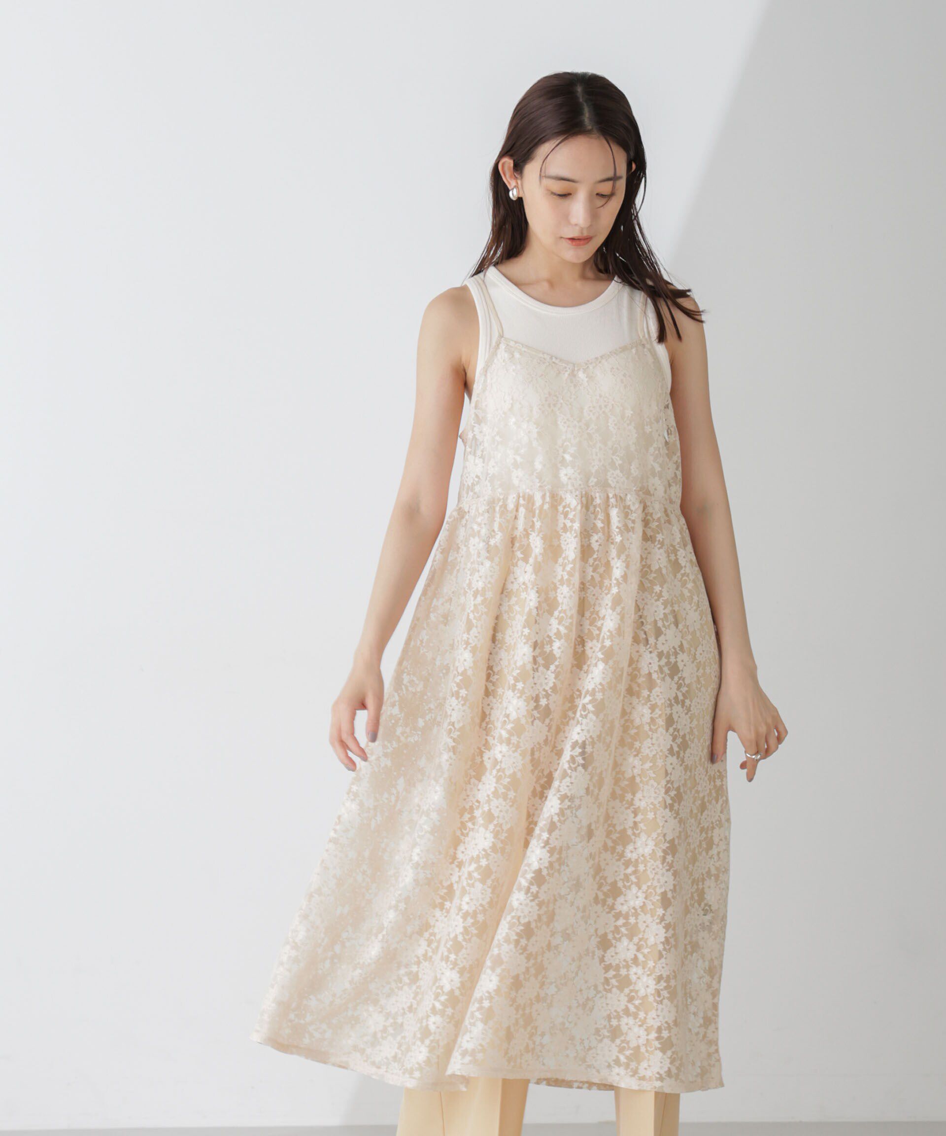 nano･universe「シアーレースキャミソールワンピース」|ワンピース|