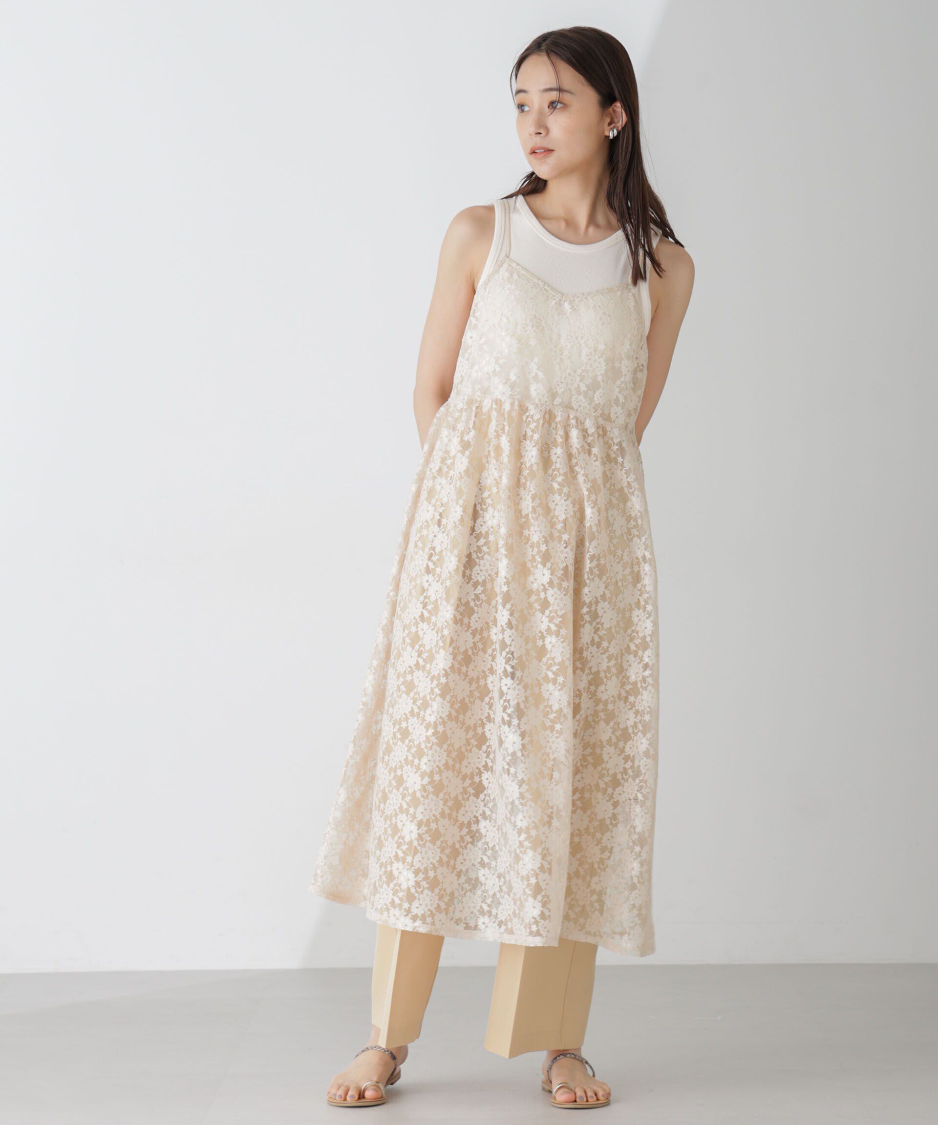 nano･universe「シアーレースキャミソールワンピース」|ワンピース|