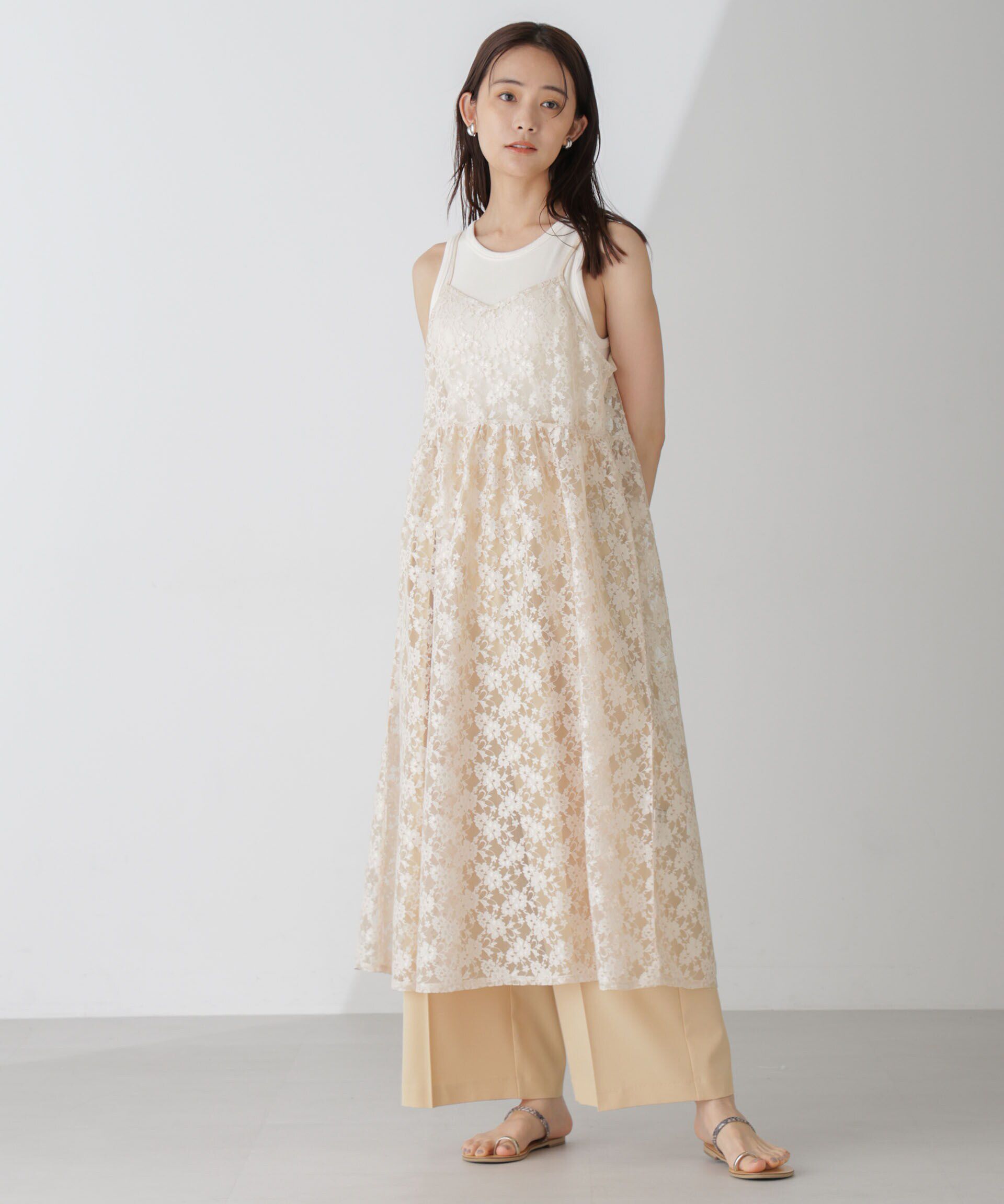 nano･universe「シアーレースキャミソールワンピース」|ワンピース|