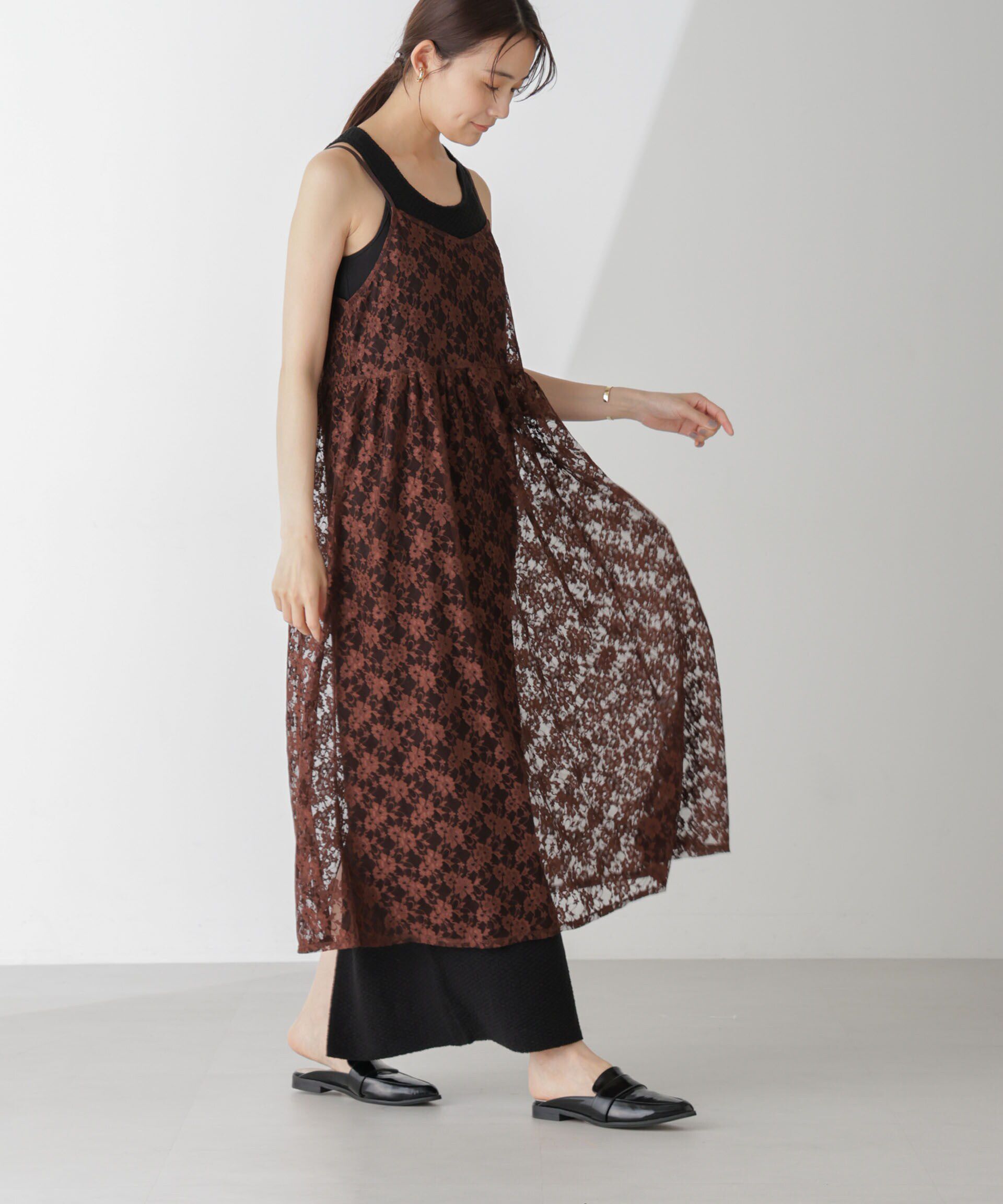 nano･universe「シアーレースキャミソールワンピース」|ワンピース|