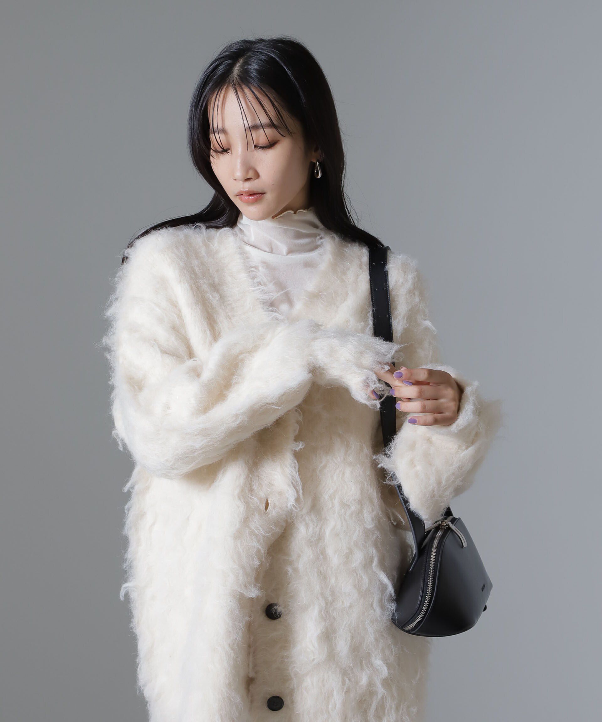 nano･universe「ロングシャギーニットカーディガン」|ニット・セーター|