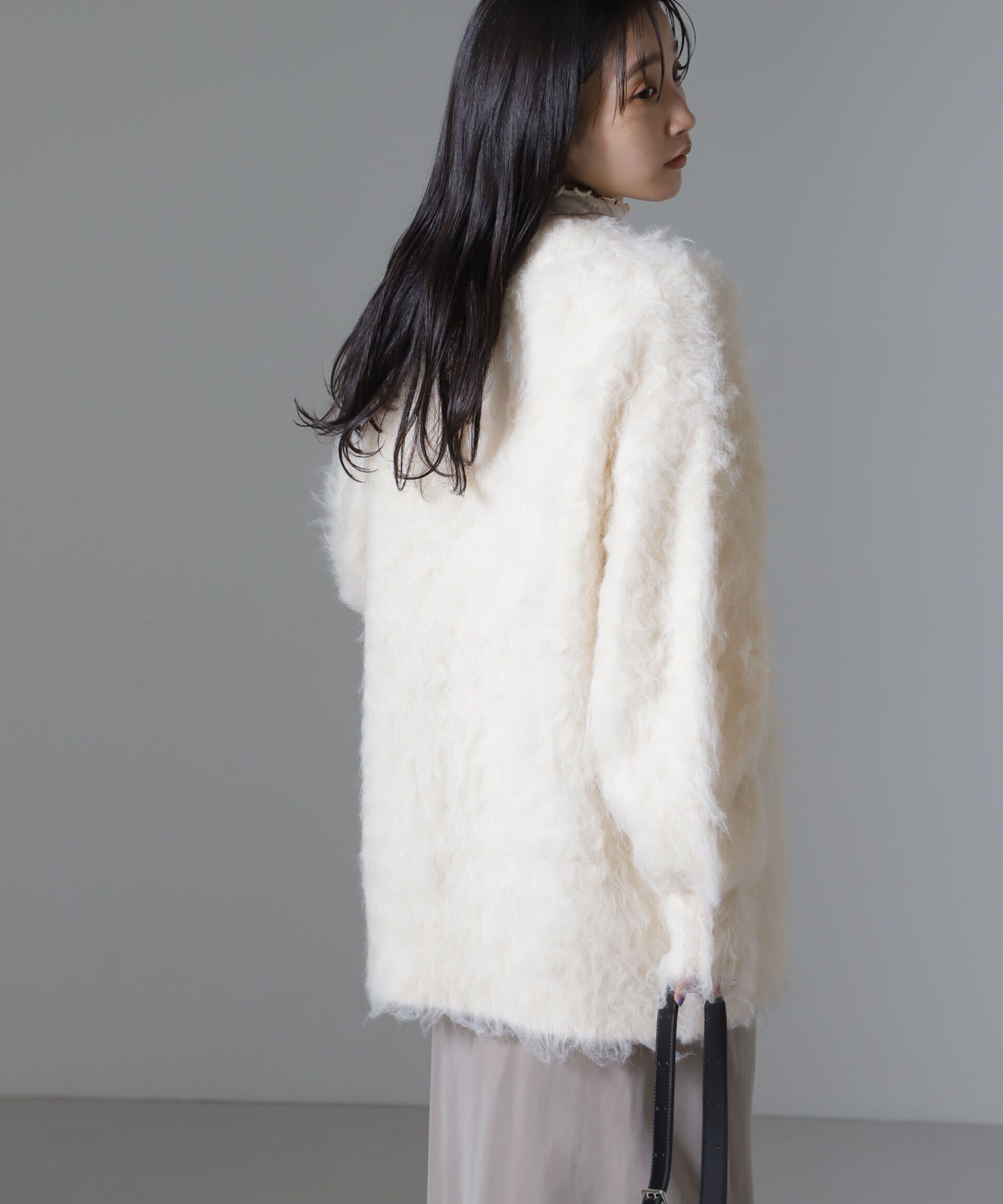 nano･universe「ロングシャギーニットカーディガン」|ニット・セーター|