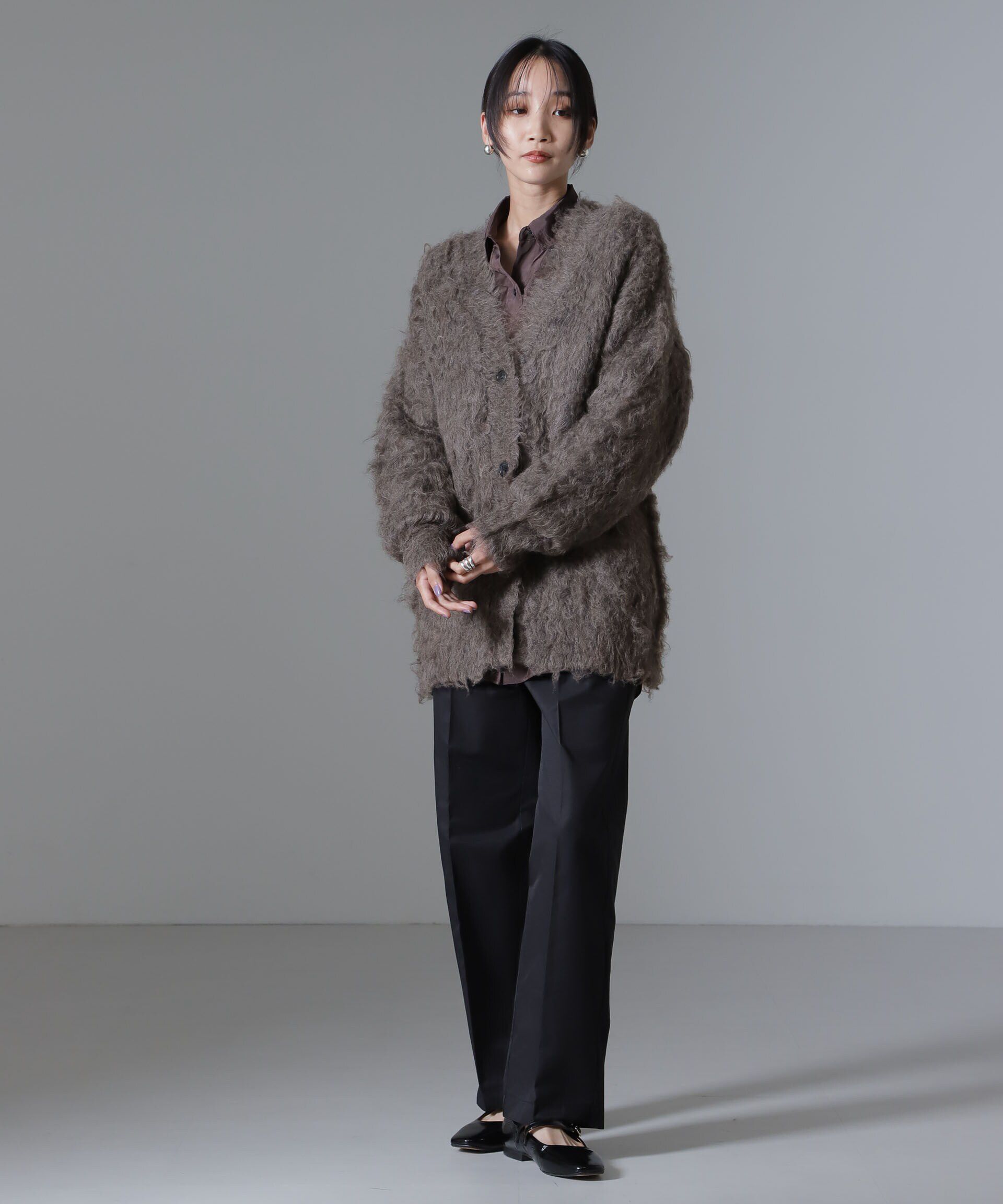 nano･universe「ロングシャギーニットカーディガン」|ニット・セーター|