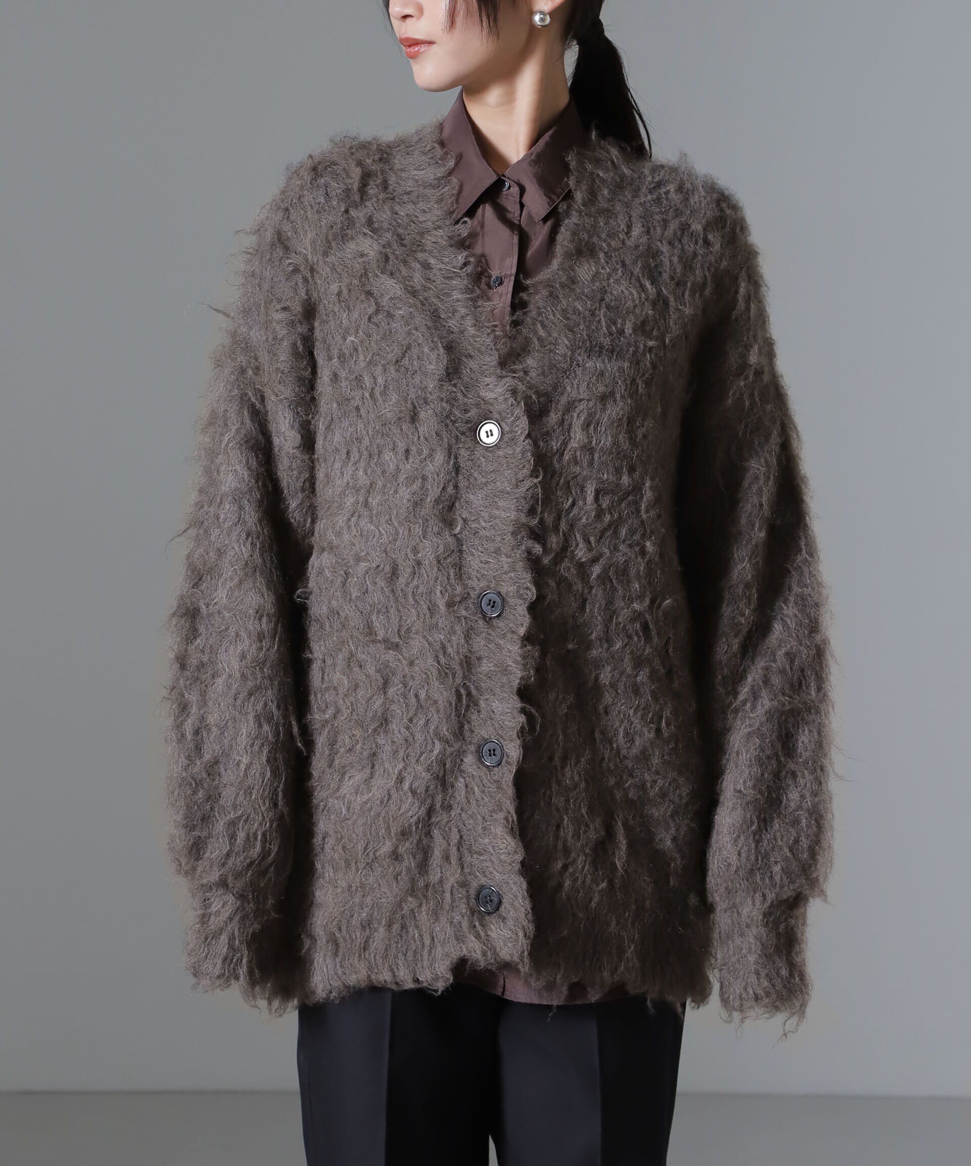 nano･universe「ロングシャギーニットカーディガン」|ニット・セーター|