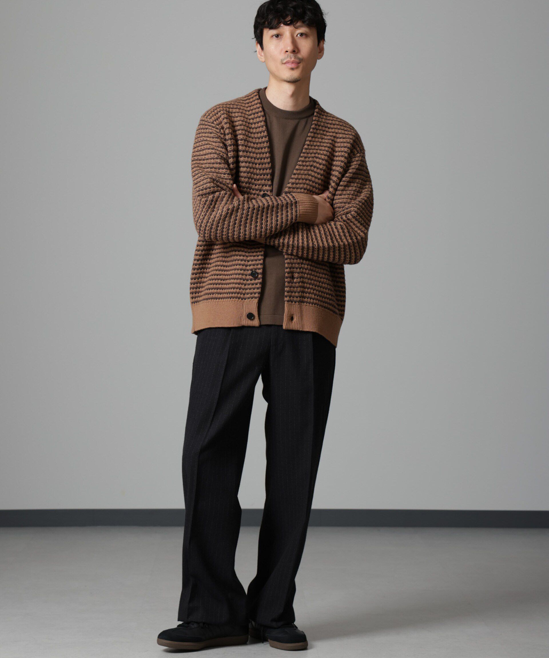 nano･universe「幾何学柄ニットカーディガン」|ニット・セーター|