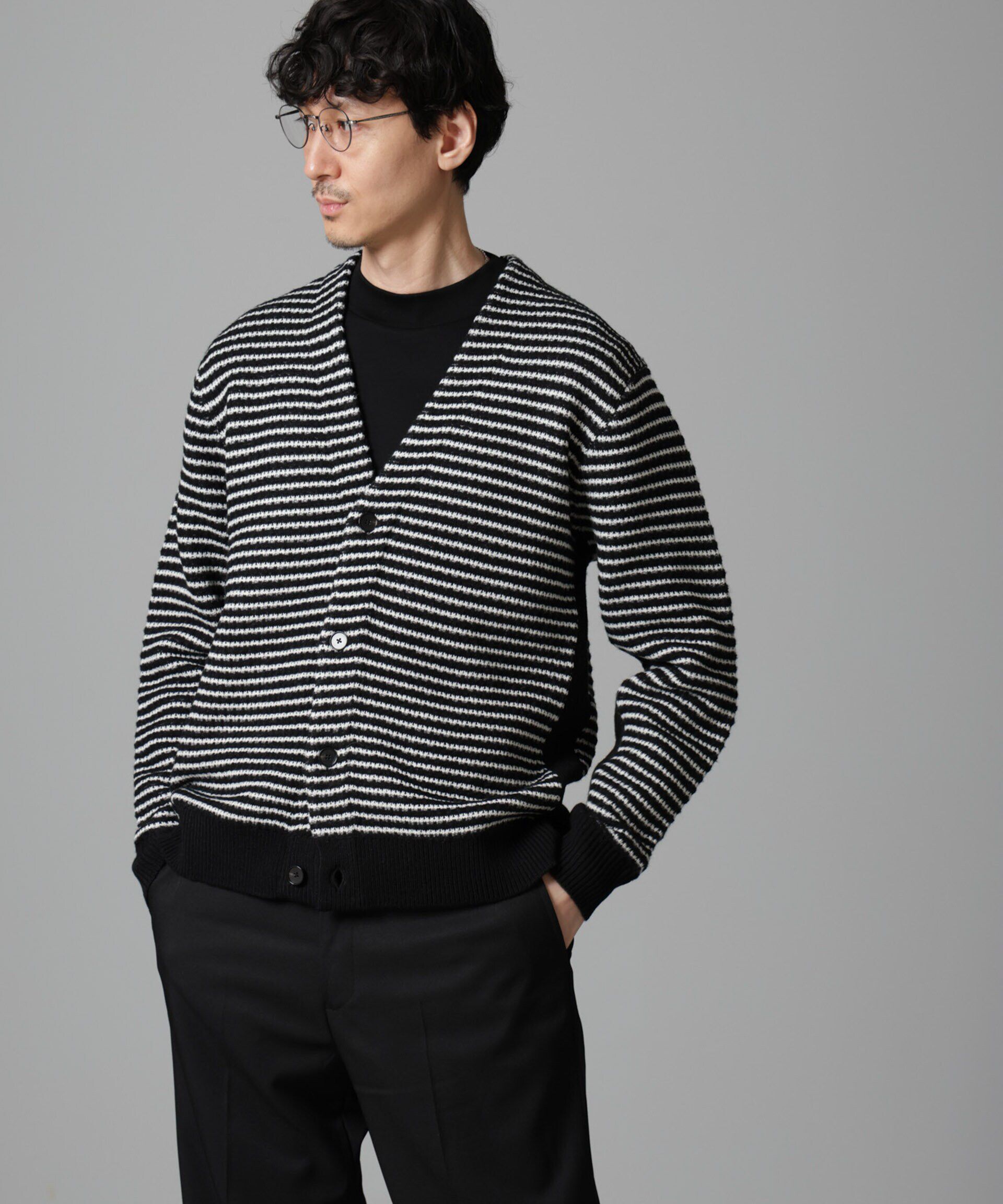 nano･universe「幾何学柄ニットカーディガン」|ニット・セーター|