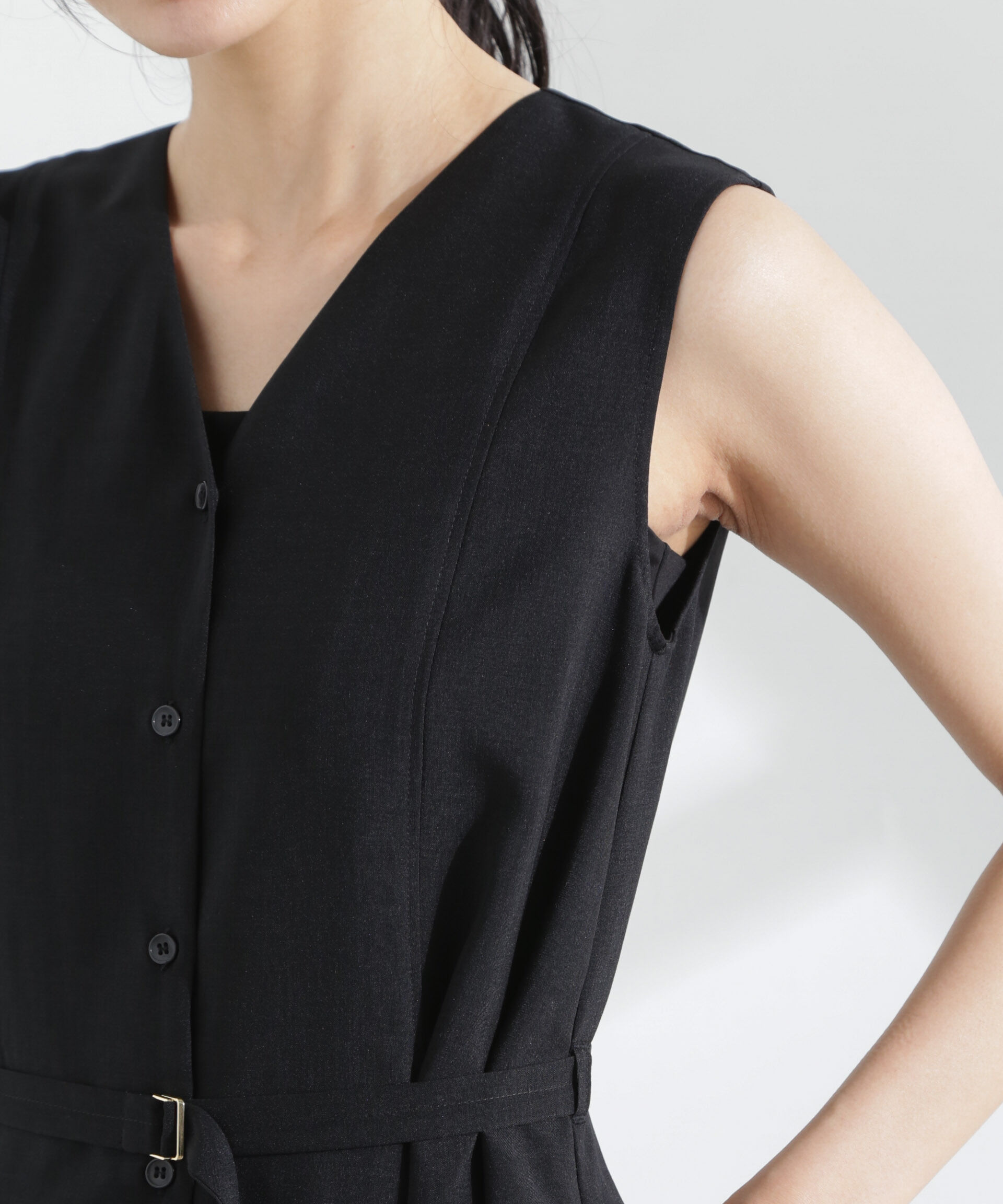 nano･universe「メランジドライ ベルト付きVネックワンピース」|ワンピース|