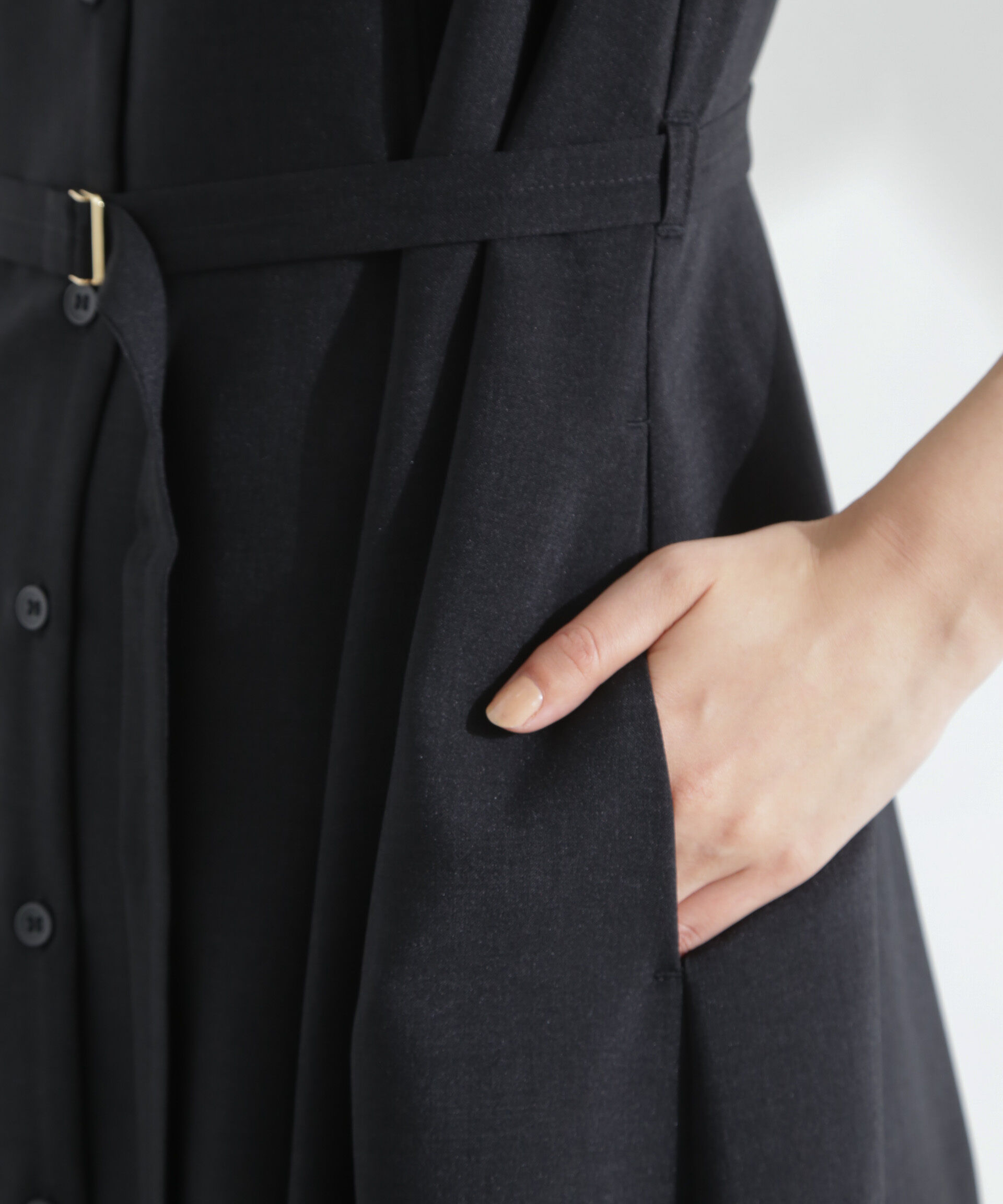 nano･universe「メランジドライ ベルト付きVネックワンピース」|ワンピース|