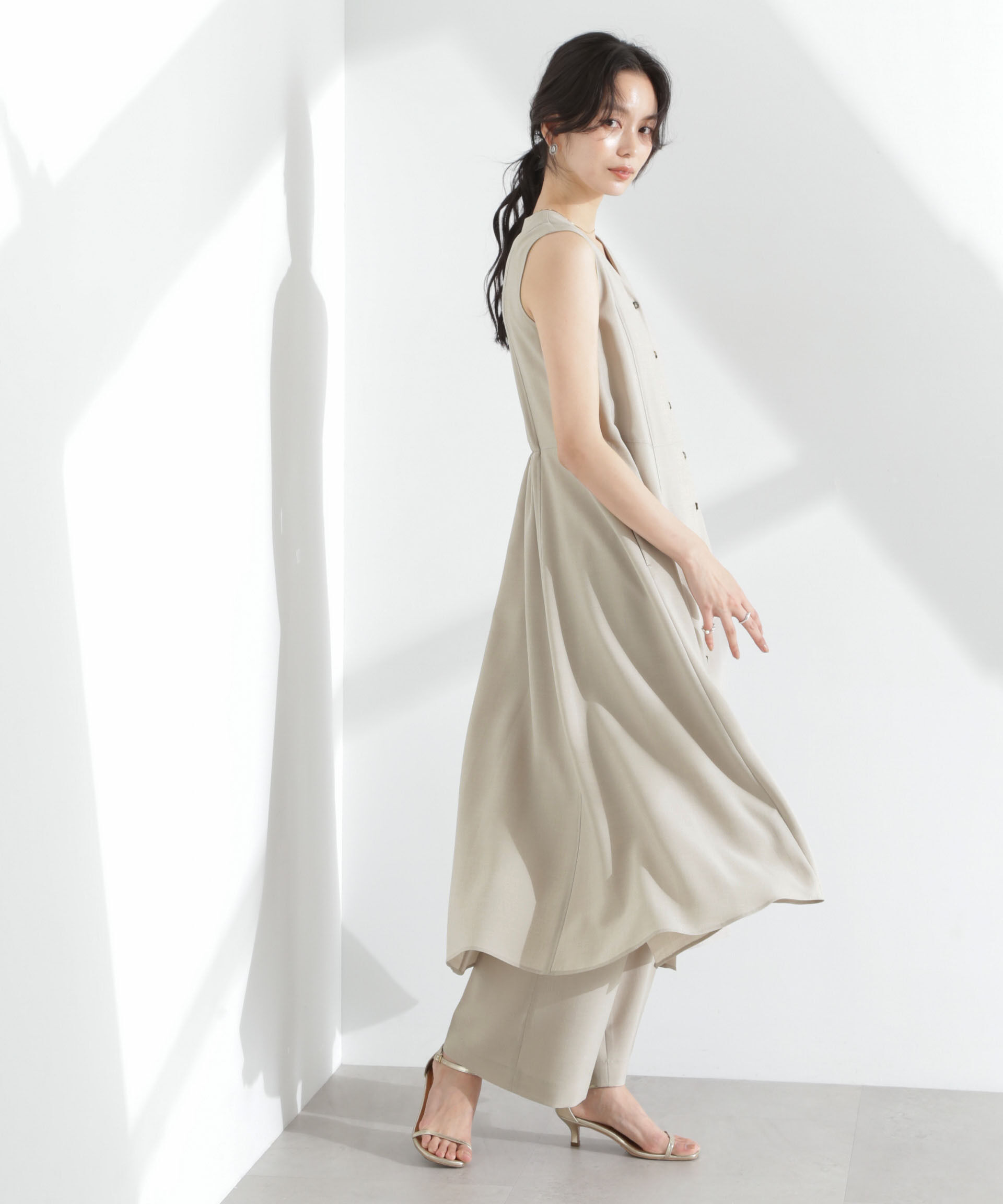 nano･universe「メランジドライ ベルト付きVネックワンピース」|ワンピース|