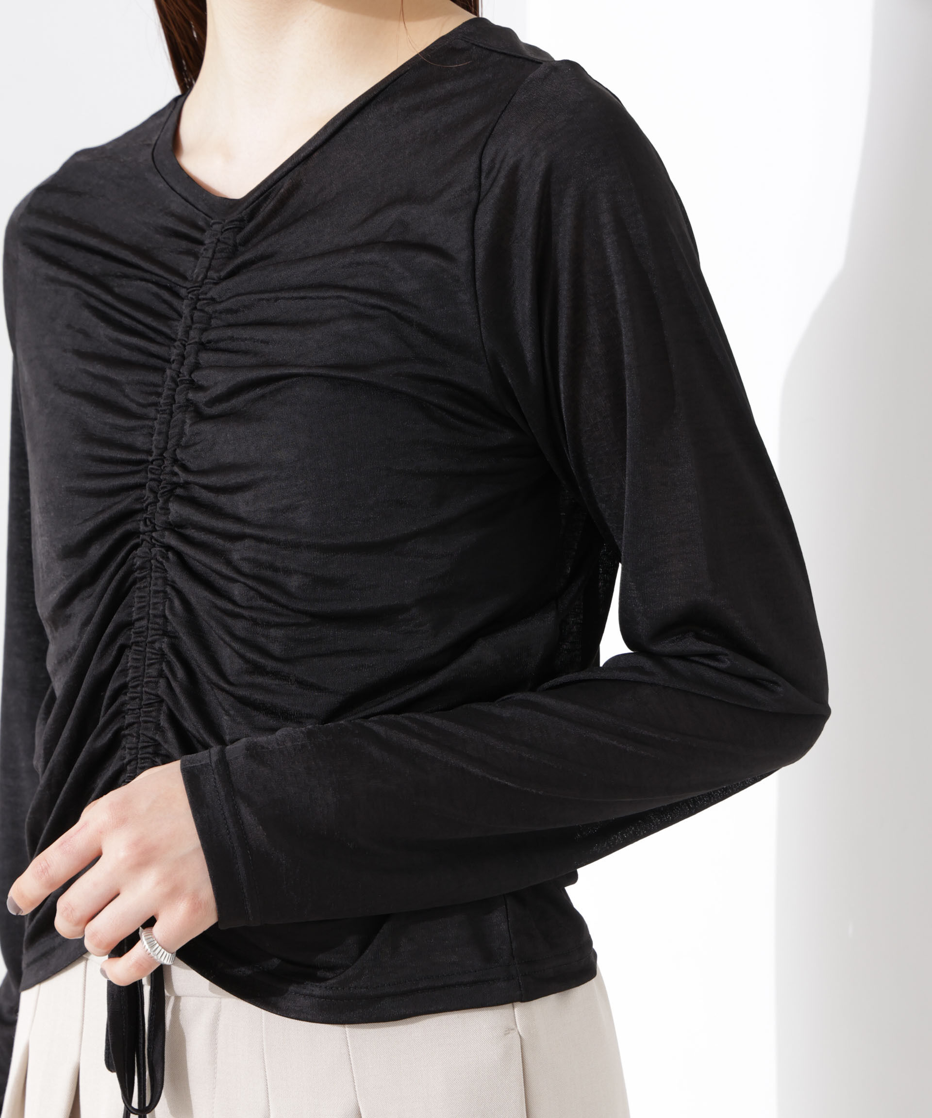 nano･universe「前後2wayフロントシャーリングトップス」|Tシャツ・カットソー|