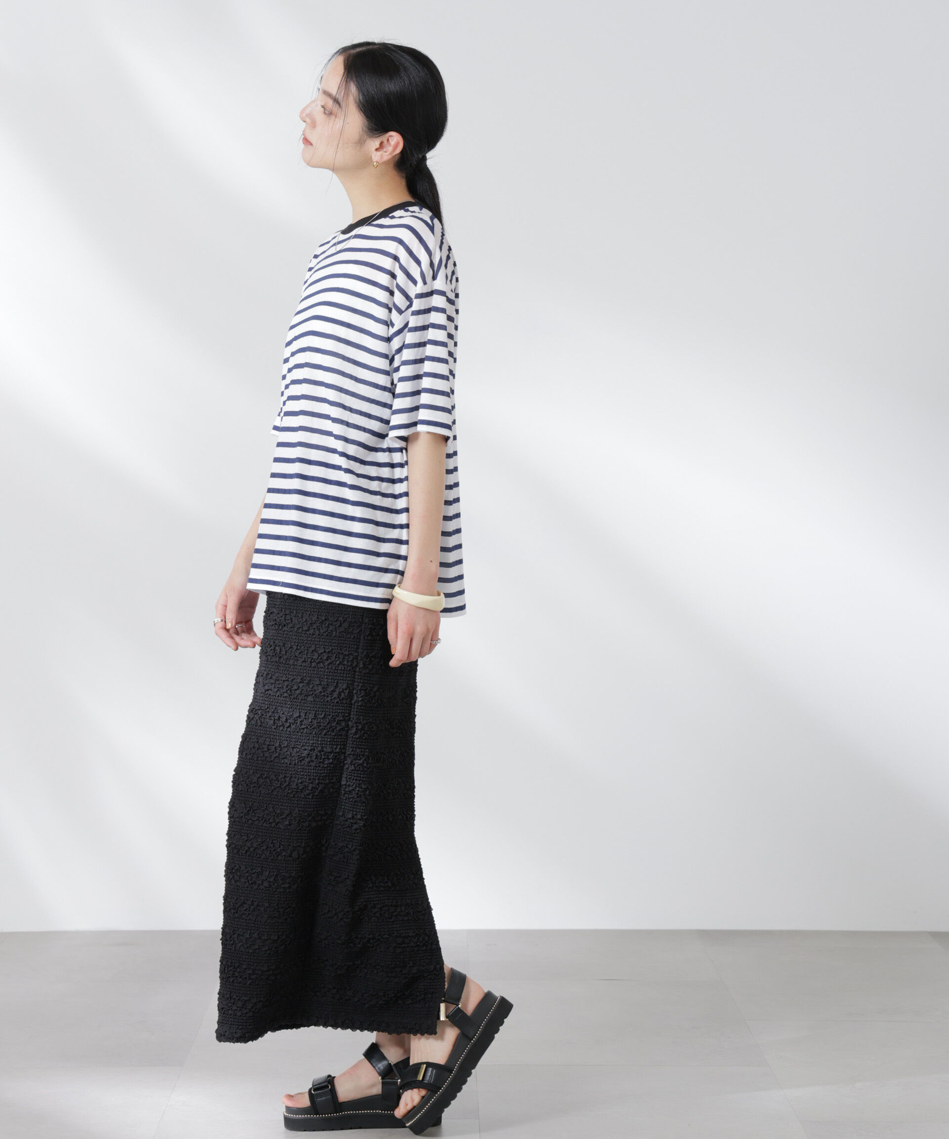 nano･universe「フクレボーダースカート」|スカート|