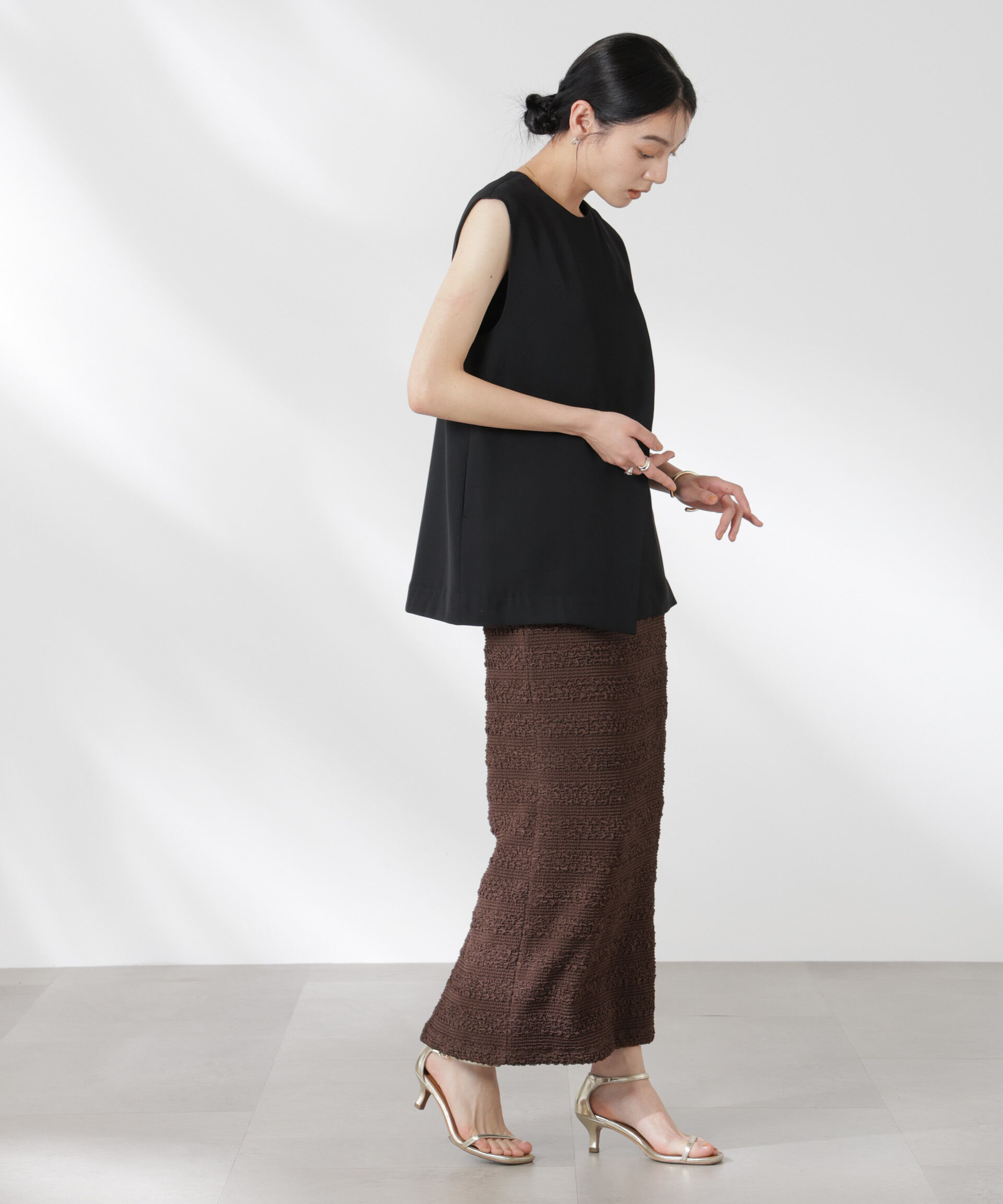 nano･universe「フクレボーダースカート」|スカート|