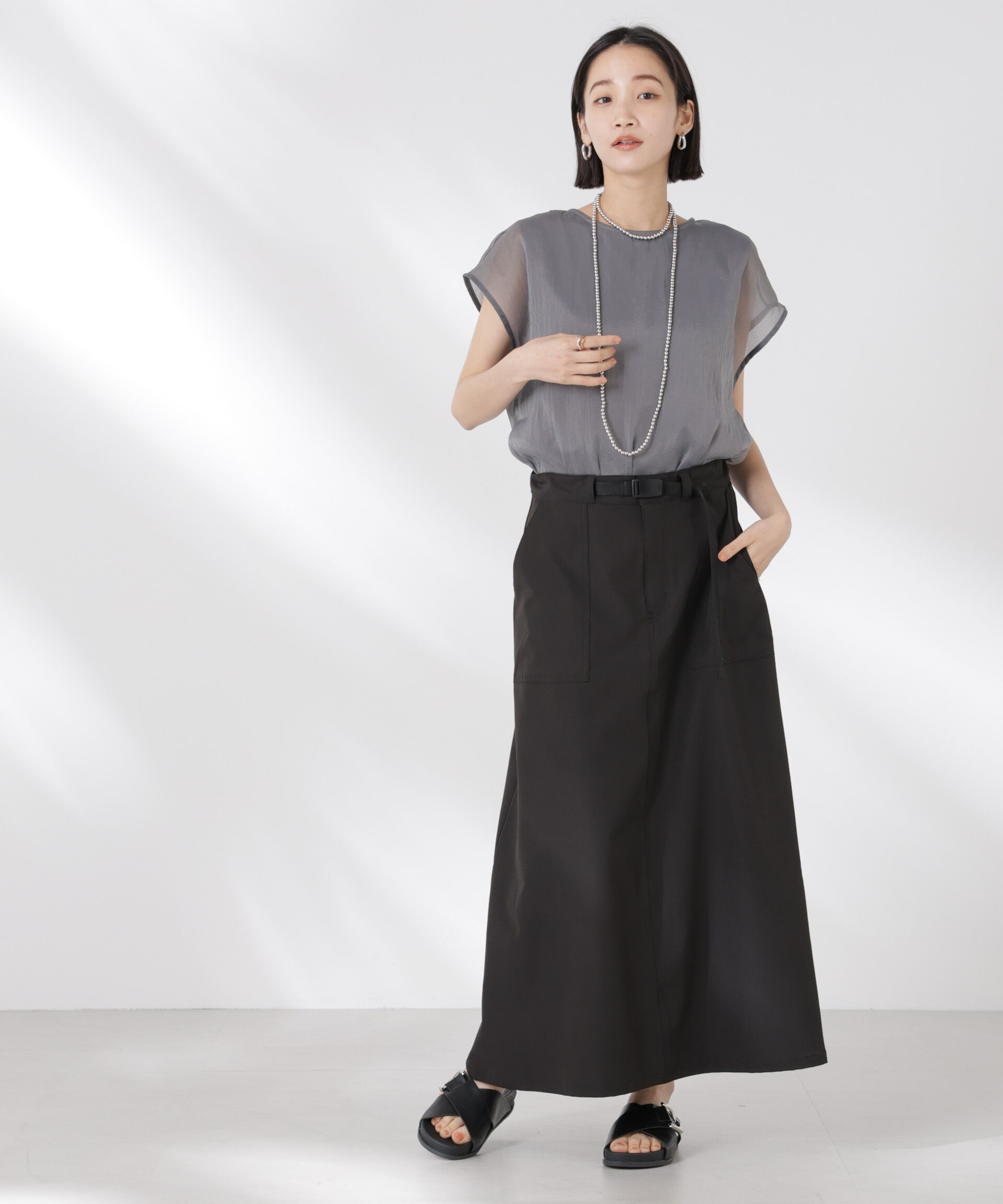 nano･universe「シアーレイヤードノースリーブカットトップス」|Tシャツ・カットソー|