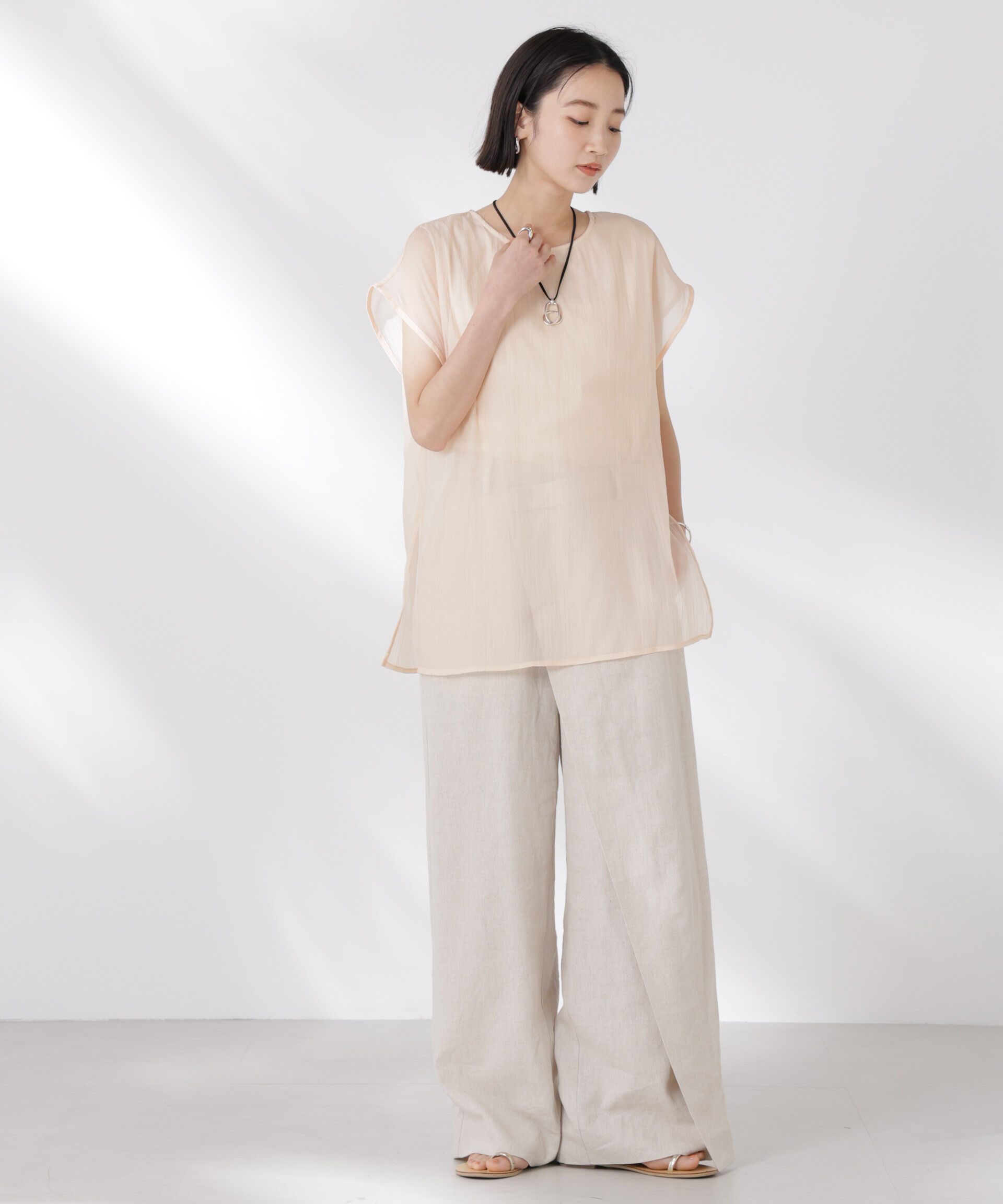 nano･universe「シアーレイヤードノースリーブカットトップス」|Tシャツ・カットソー|