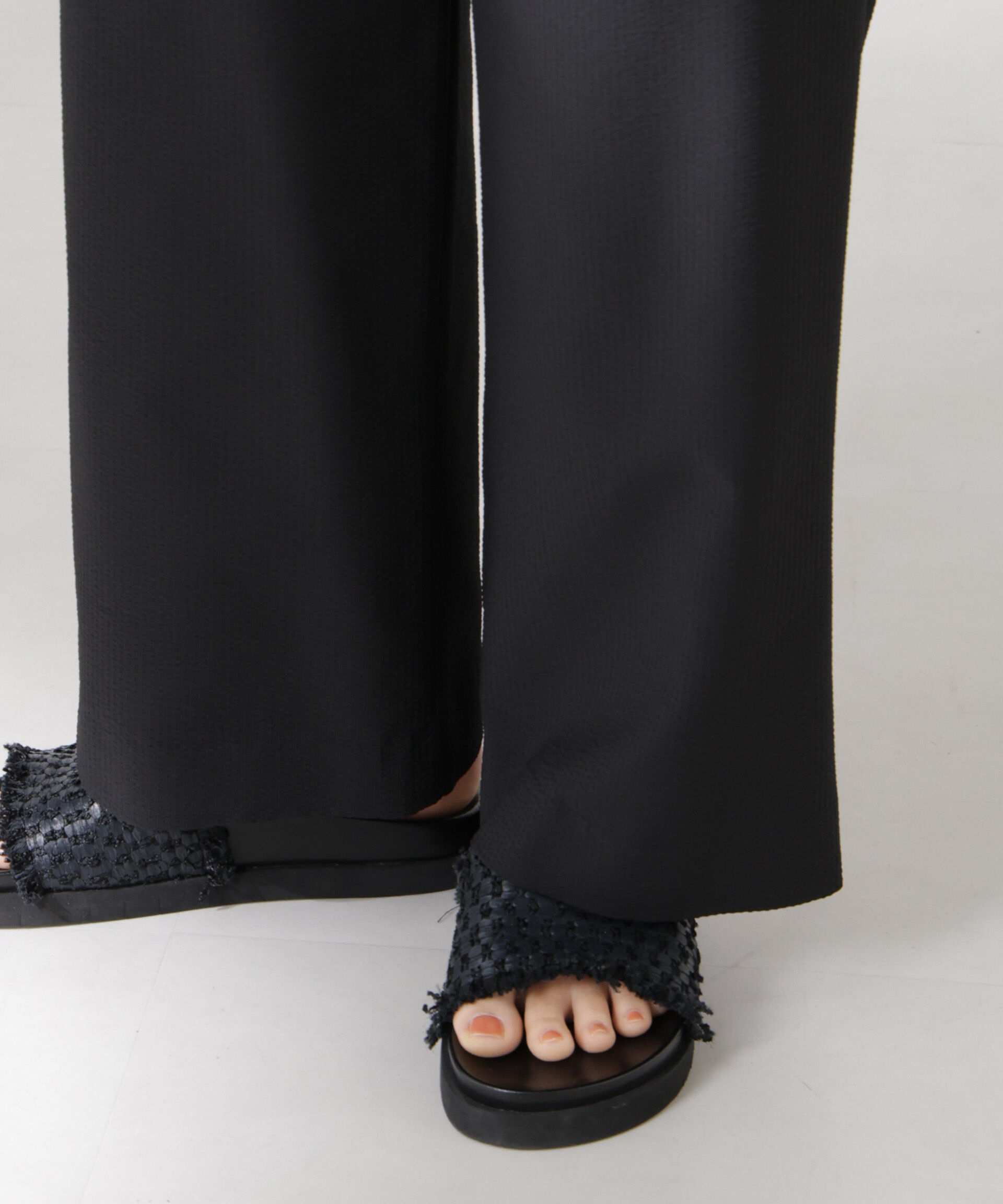 nano･universe「サッカータックワイドパンツ(セットアップ可)」|チノ|