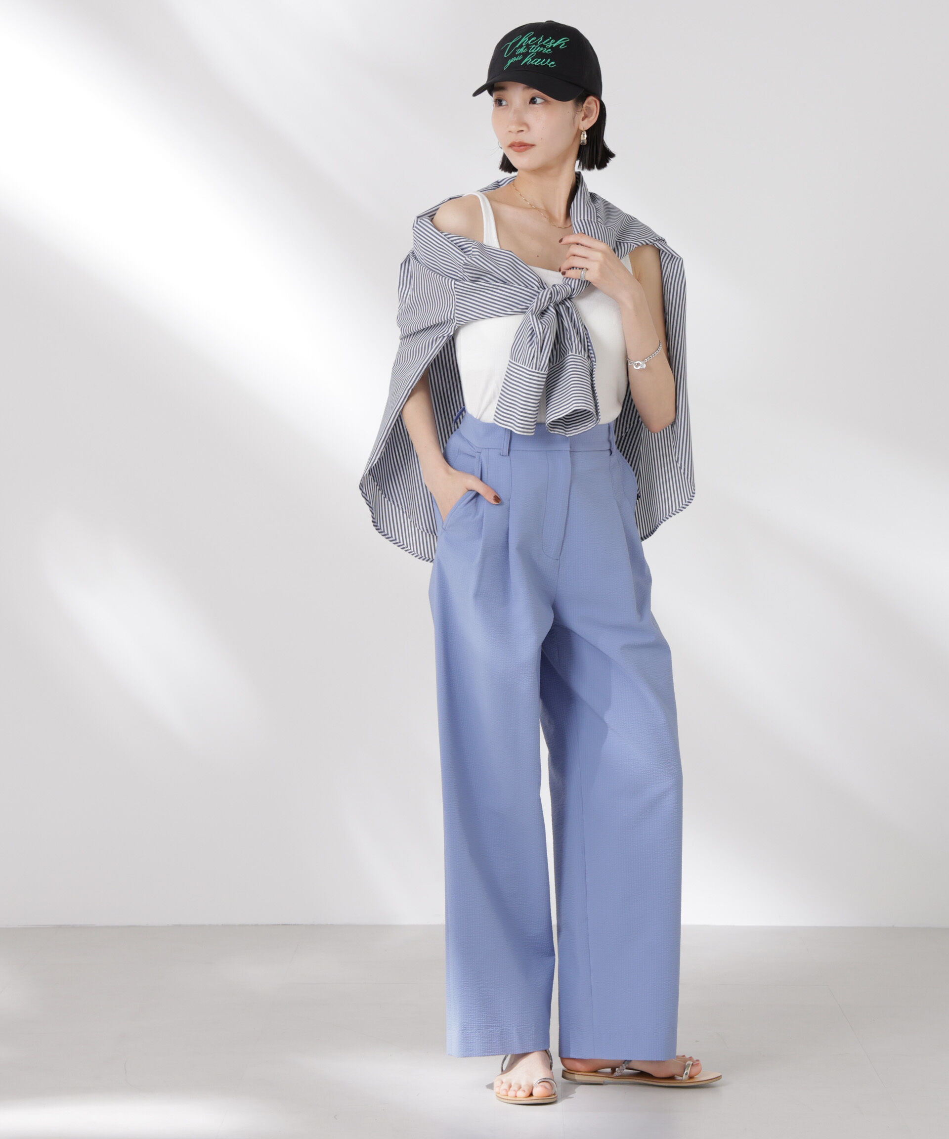 nano･universe「サッカータックワイドパンツ(セットアップ可)」|チノ|