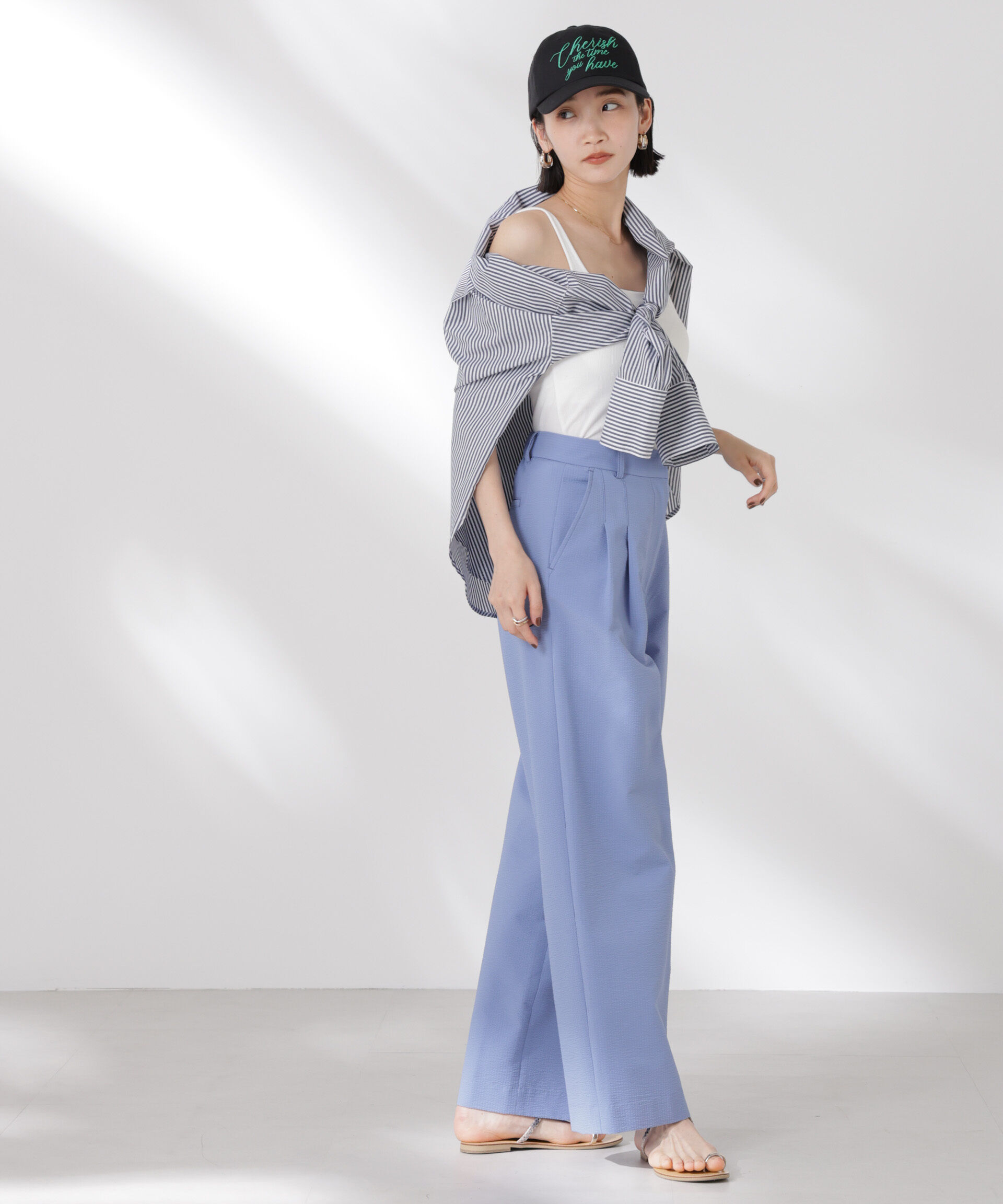 nano･universe「サッカータックワイドパンツ(セットアップ可)」|チノ|