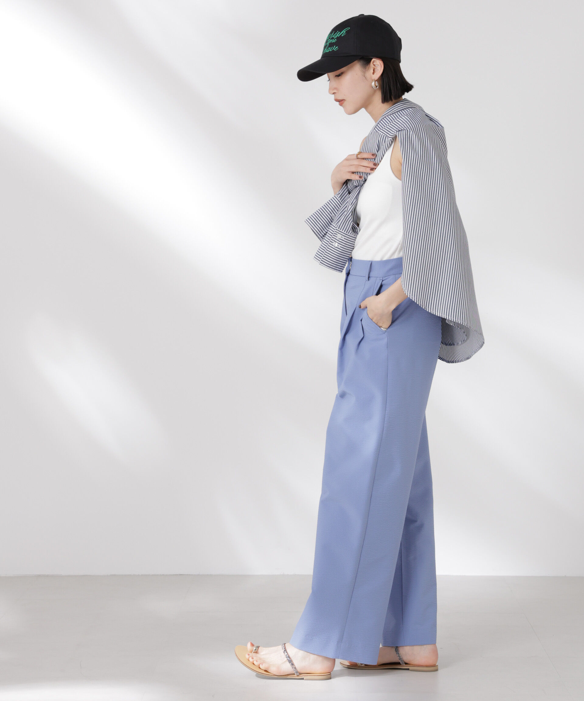 nano･universe「サッカータックワイドパンツ(セットアップ可)」|チノ|