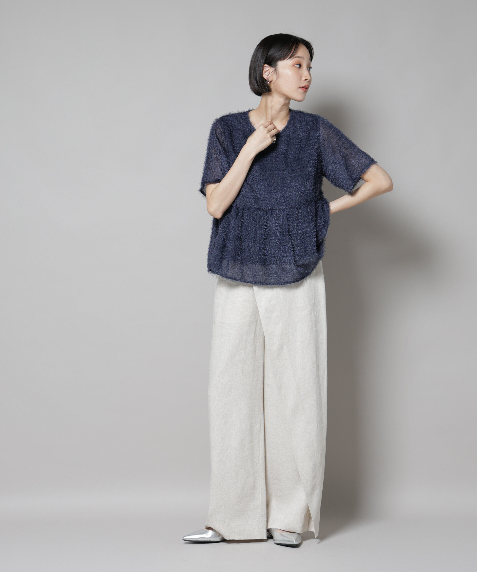 nano･universe「フリンジシフォンギャザーブラウス(セットアップ可)」|シャツ・ブラウス|