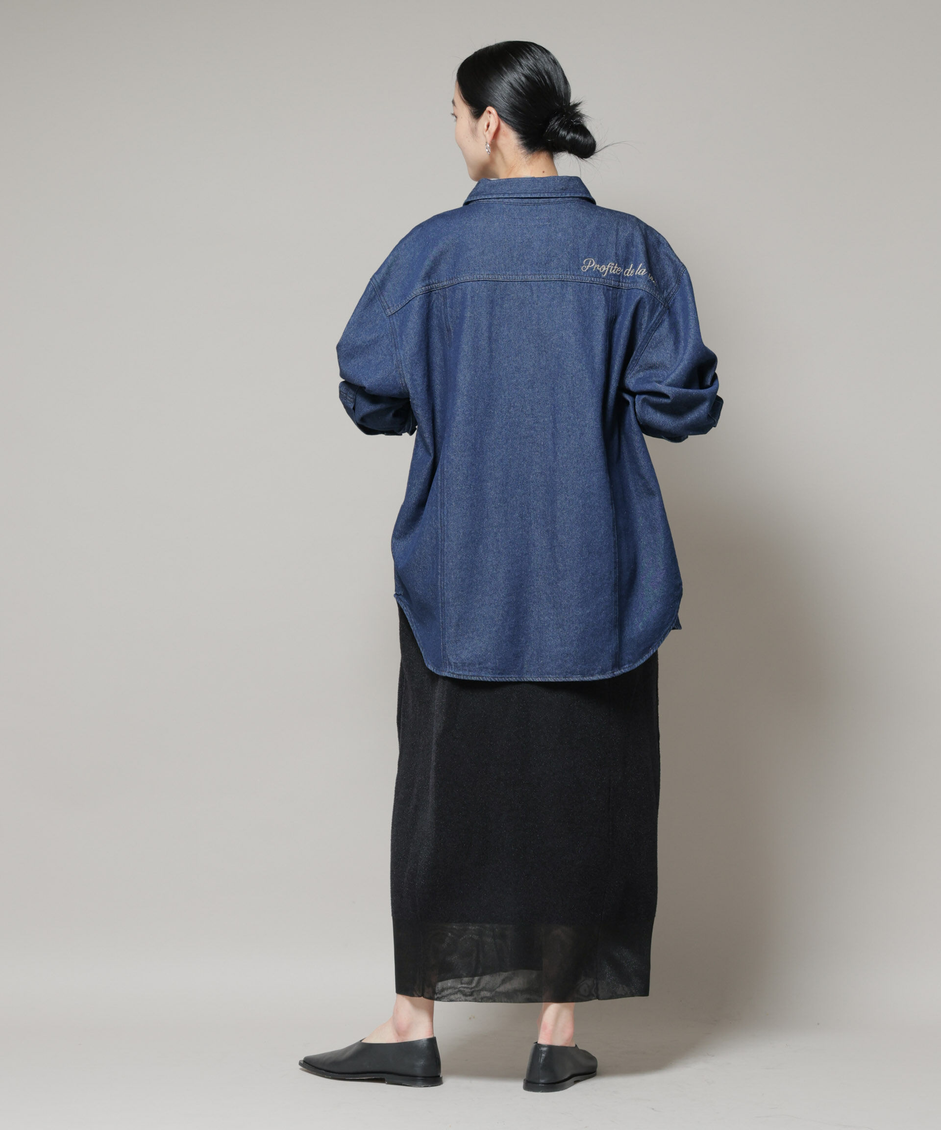 nano･universe「刺繍入りデニムワイドシャツ(セットアップ可)」|シャツ・ブラウス|