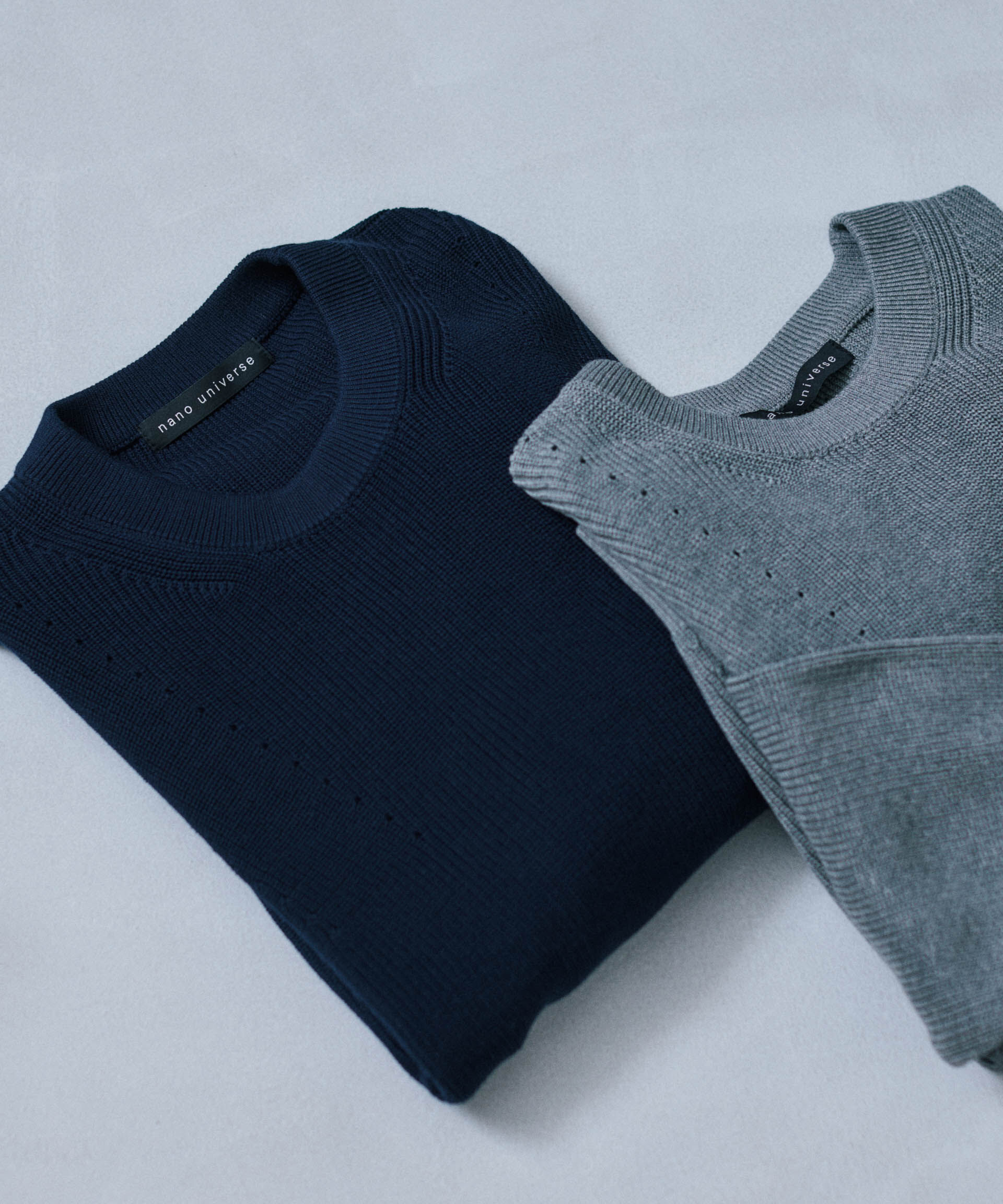 nano･universe「マーセライズコットン 畦クルーネックニット」|ニット・セーター|