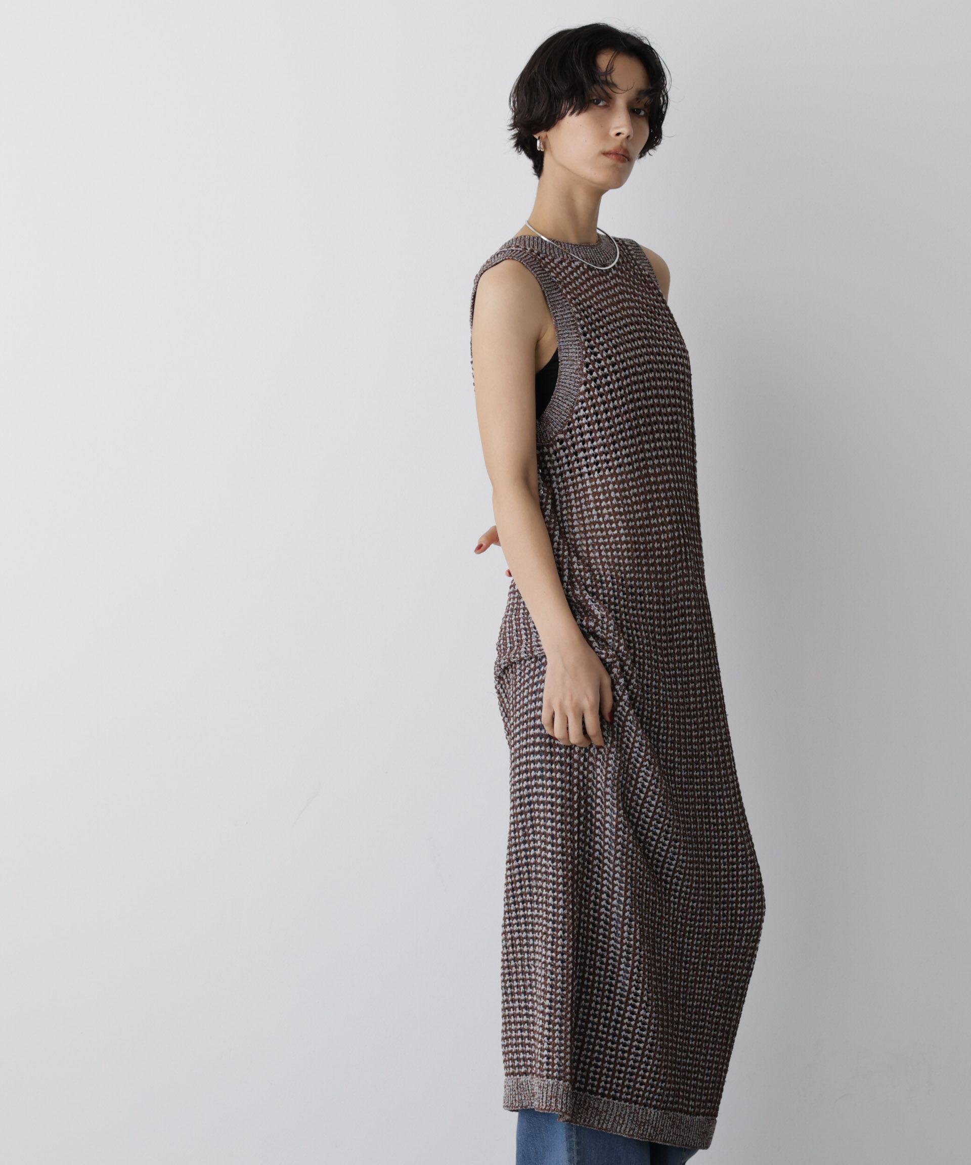 nano･universe「「STEVELOUR」シャイニーレースニットワンピース」|ニット・セーター|