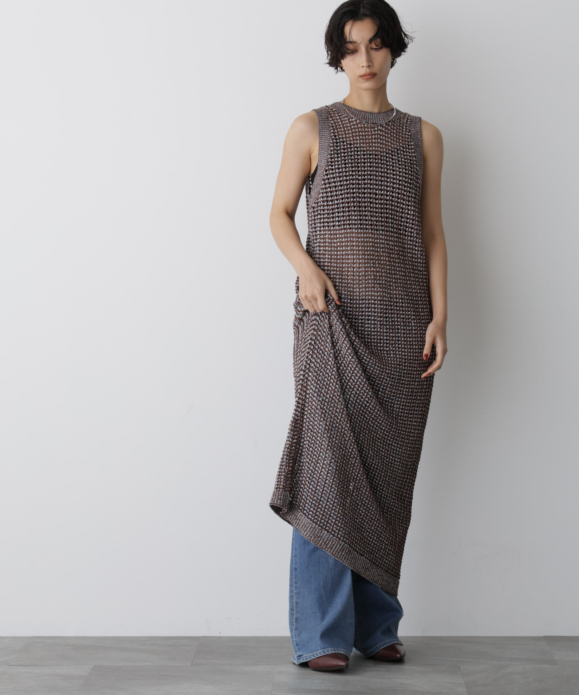 nano･universe「「STEVELOUR」シャイニーレースニットワンピース」|ニット・セーター|