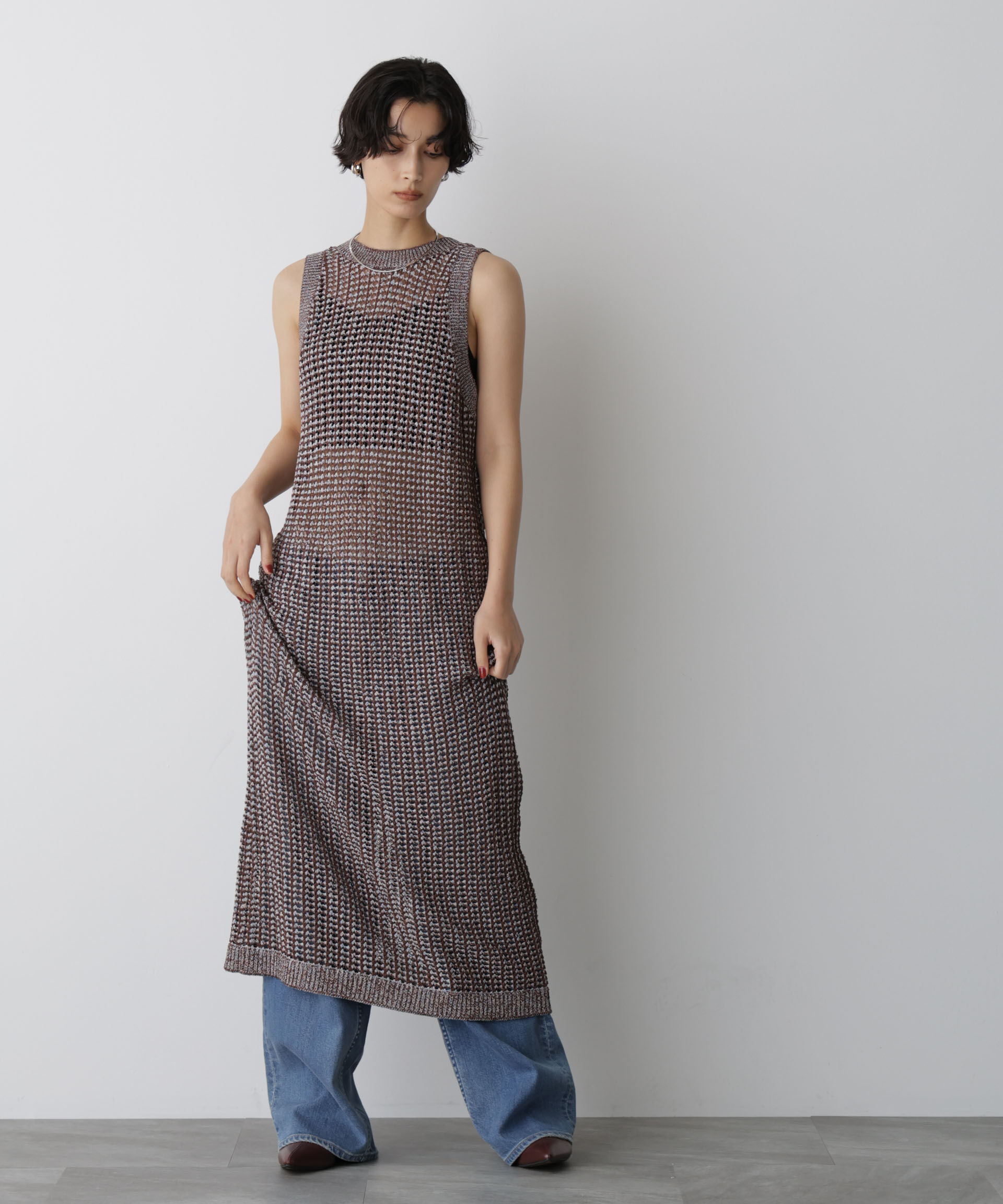 nano･universe「「STEVELOUR」シャイニーレースニットワンピース」|ニット・セーター|