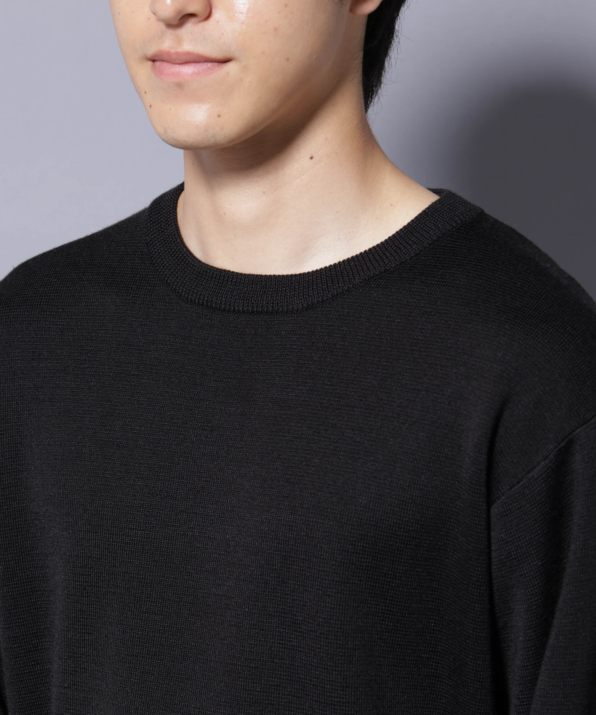 nano･universe「タスマニアウールミックス ミラノリブリラックスクルーネックニット」|ニット・セーター|