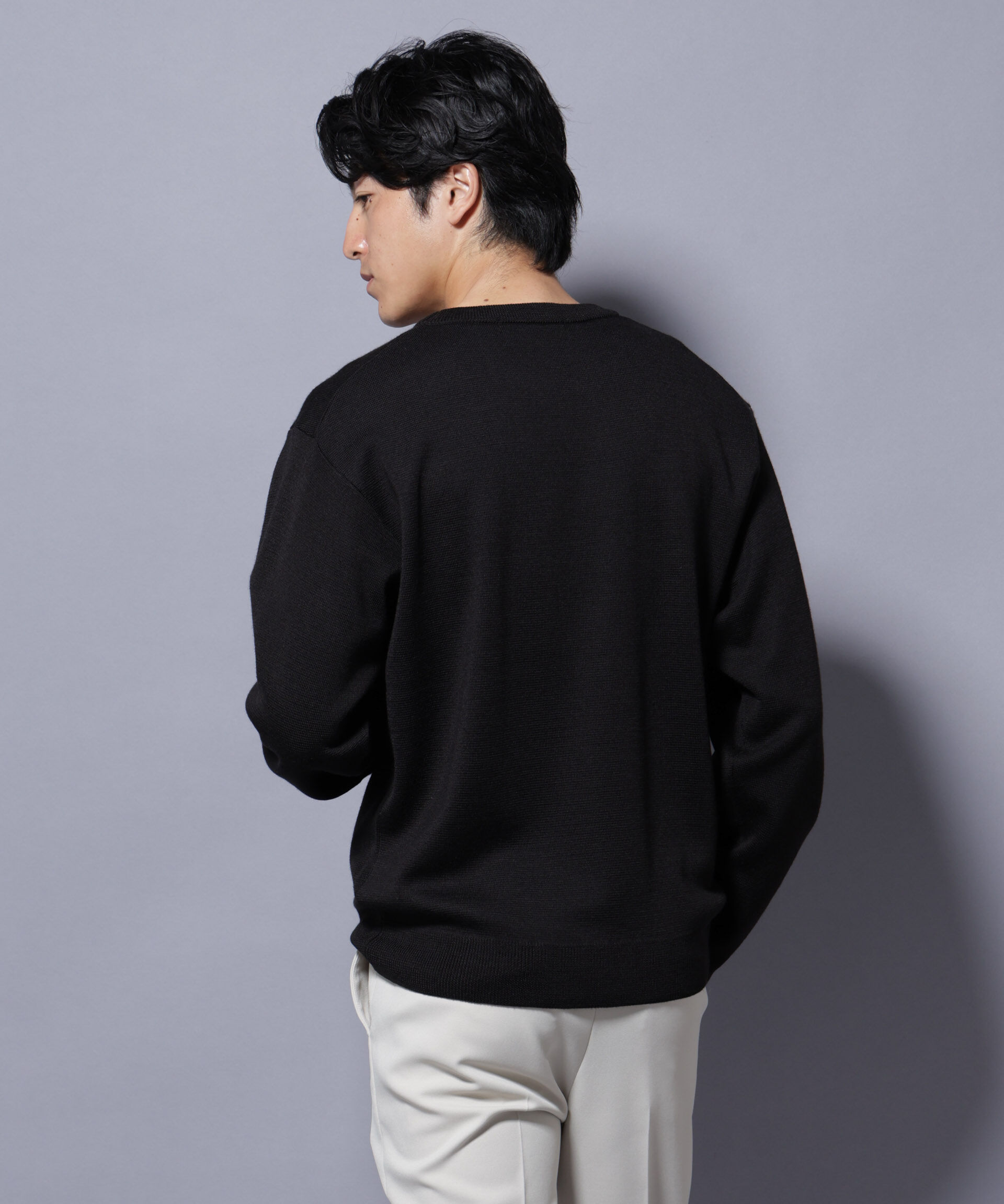 nano･universe「タスマニアウールミックス ミラノリブリラックスクルーネックニット」|ニット・セーター|