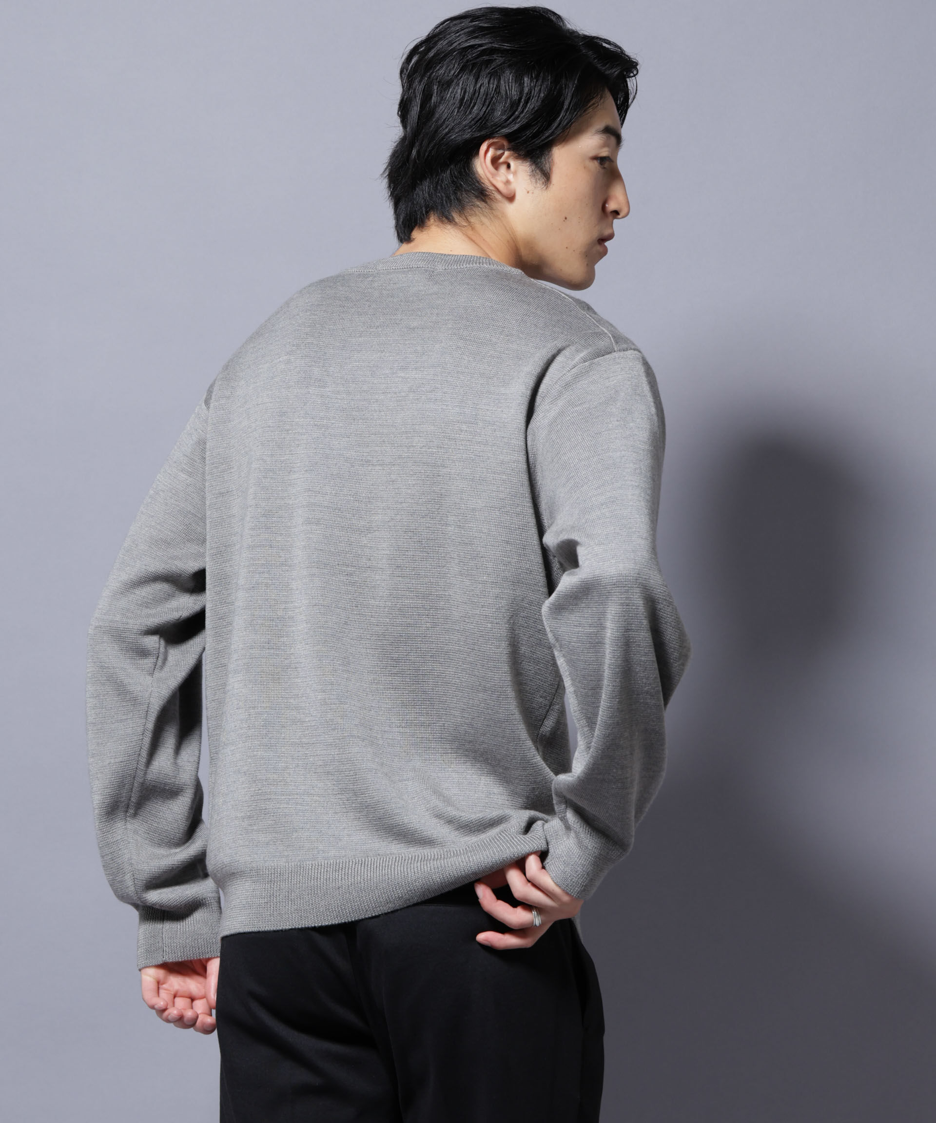 nano･universe「タスマニアウールミックス ミラノリブリラックスクルーネックニット」|ニット・セーター|