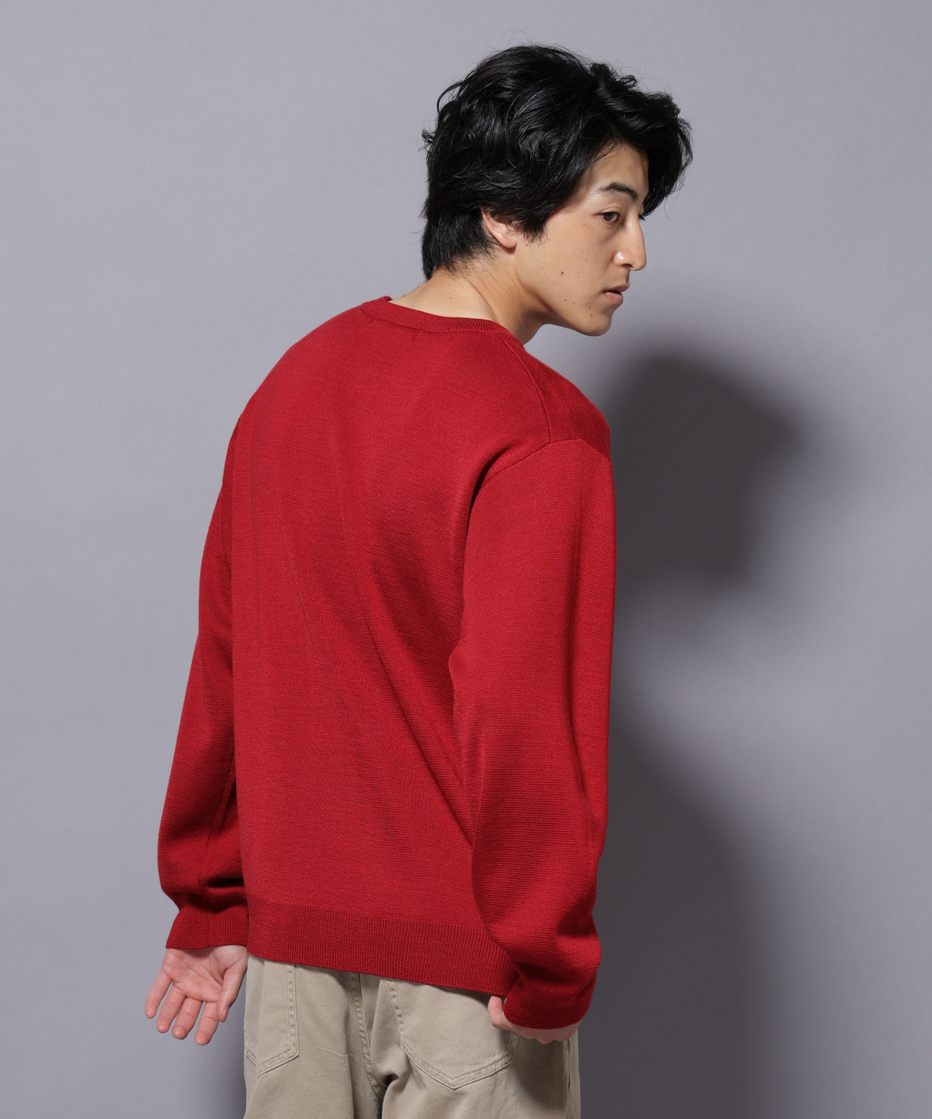 nano･universe「タスマニアウールミックス ミラノリブリラックスクルーネックニット」|ニット・セーター|