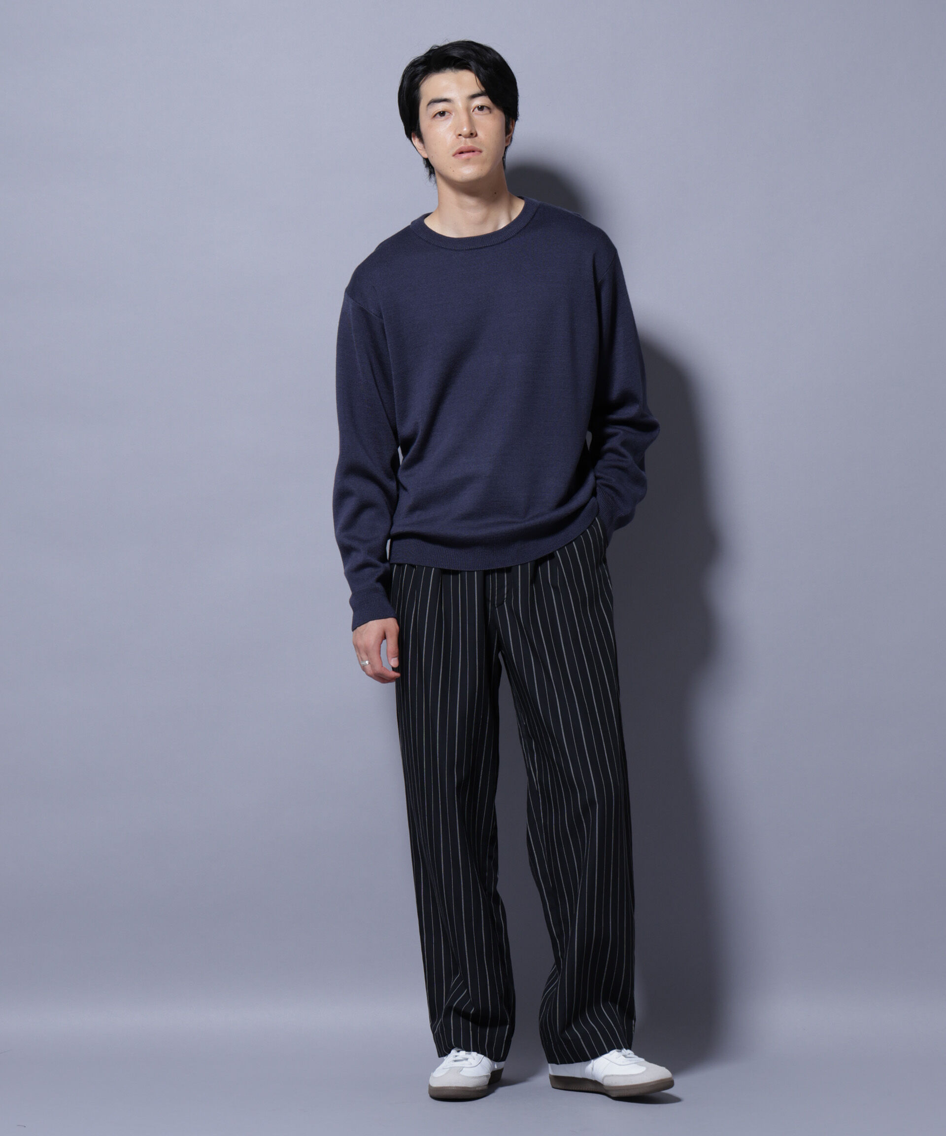 nano･universe「タスマニアウールミックス ミラノリブリラックスクルーネックニット」|ニット・セーター|